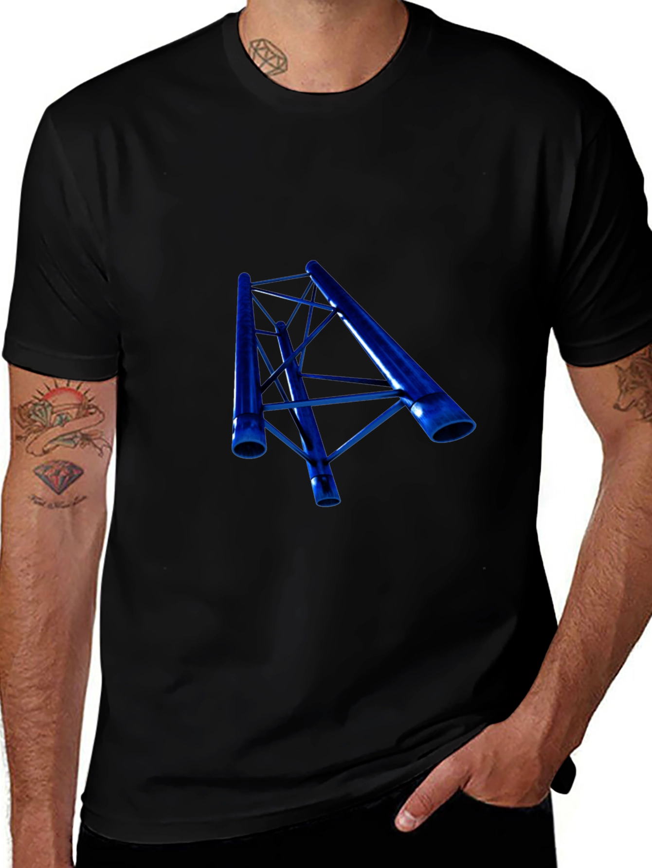 Blue Truss Graphic Black T-Shirt