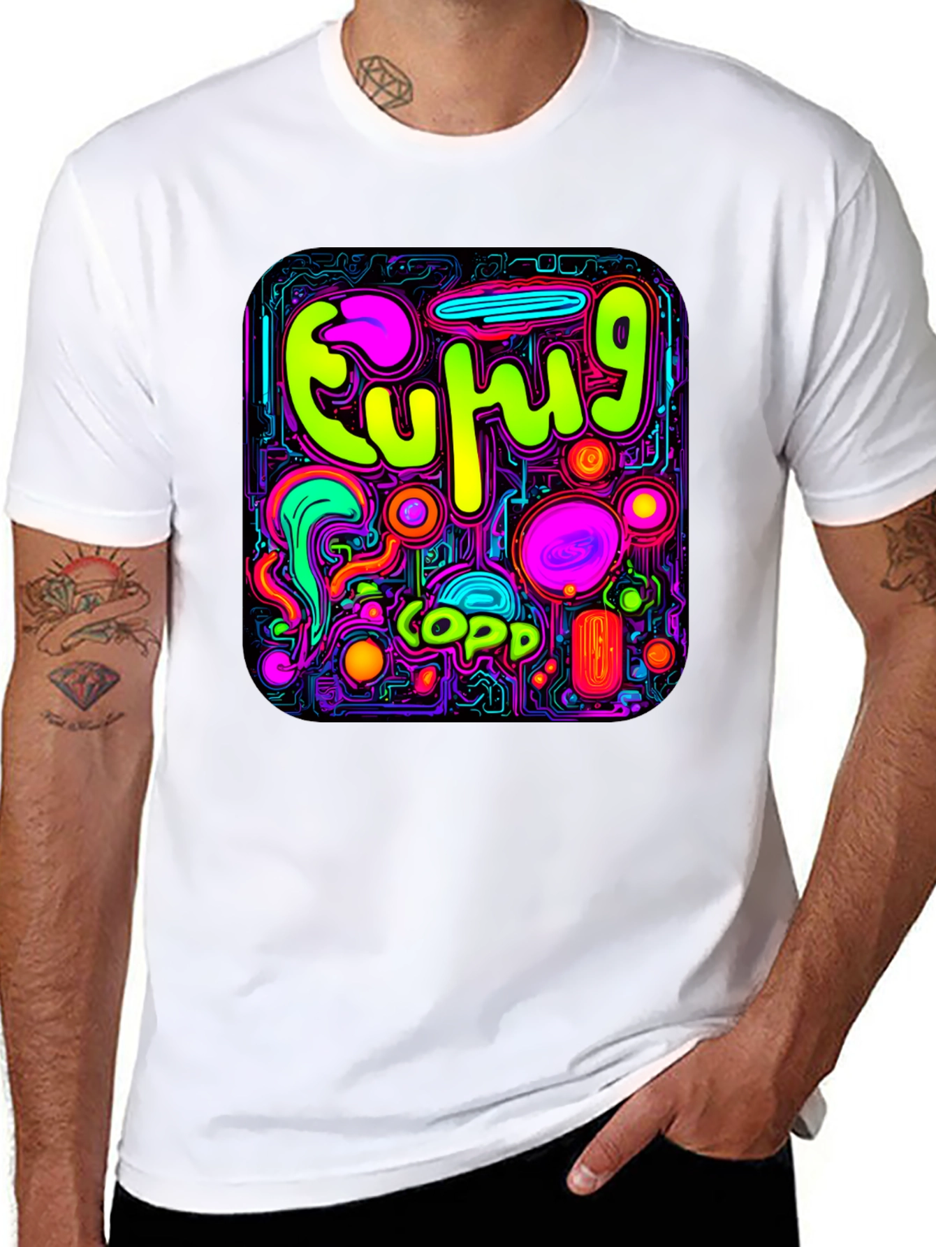 Neon Euphoric Pattern Graphic T-Shirt