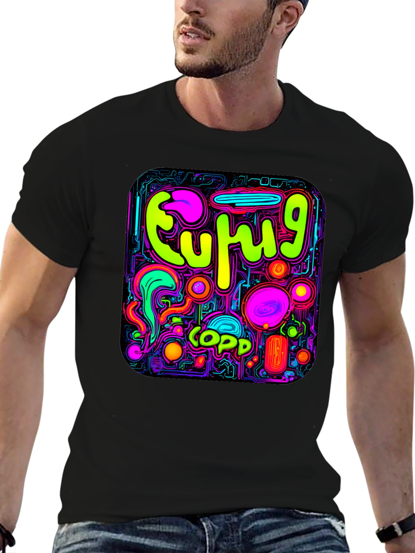 Neon Euphoric Pattern Graphic T-Shirt