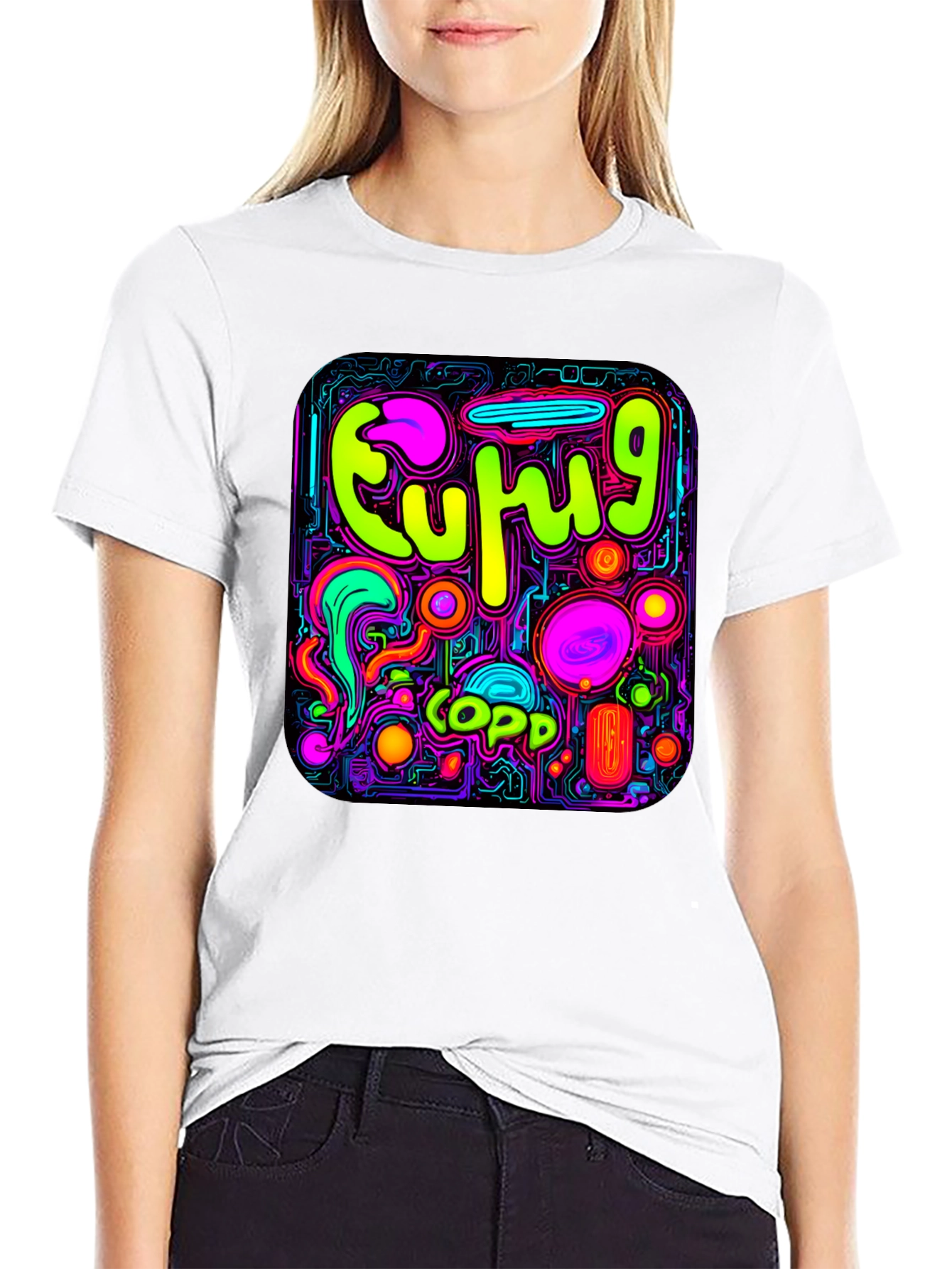 Neon Euphoric Pattern Graphic T-Shirt