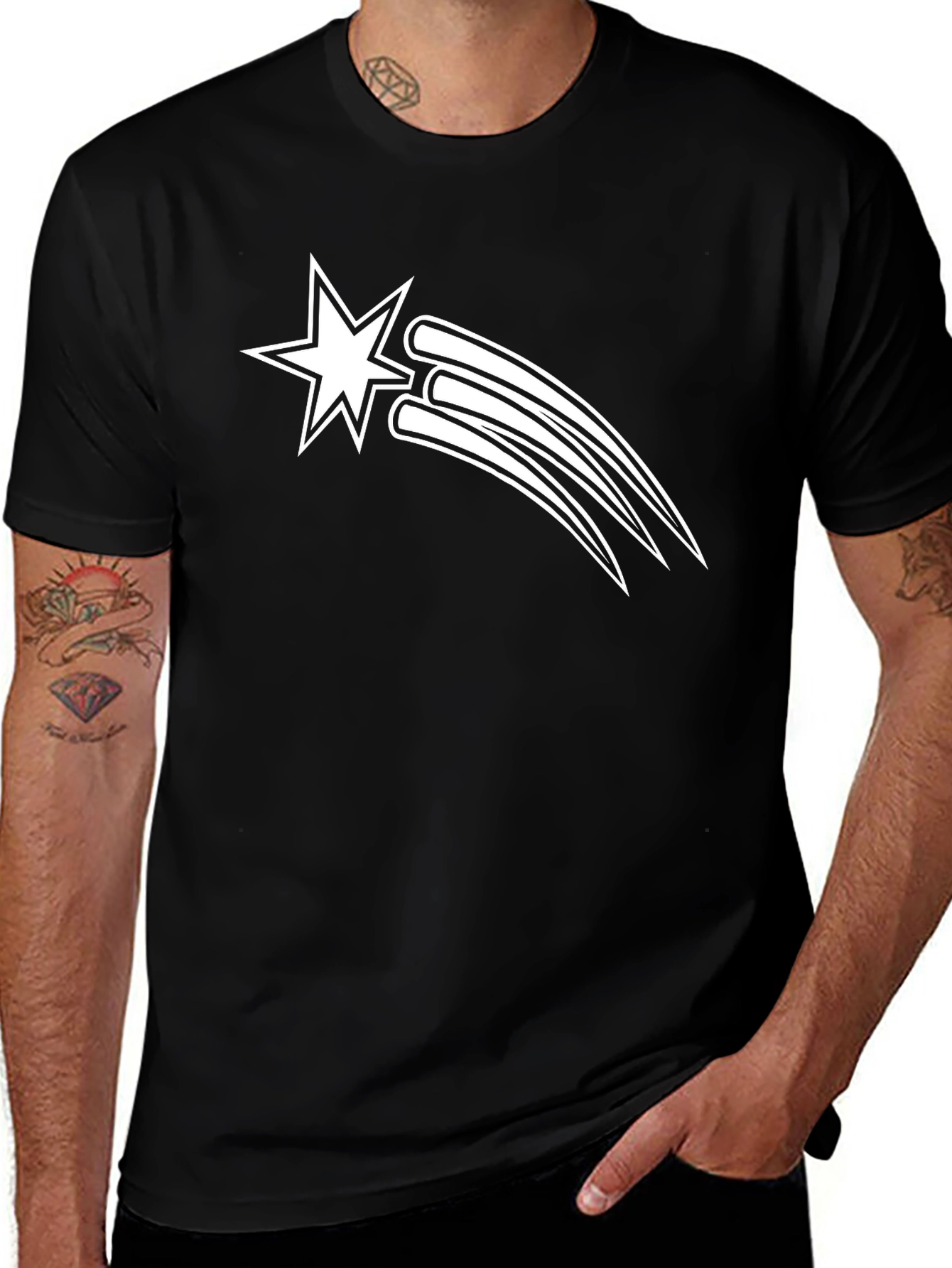 Shooting Star Black T-Shirt - Stylish Graphic Tee