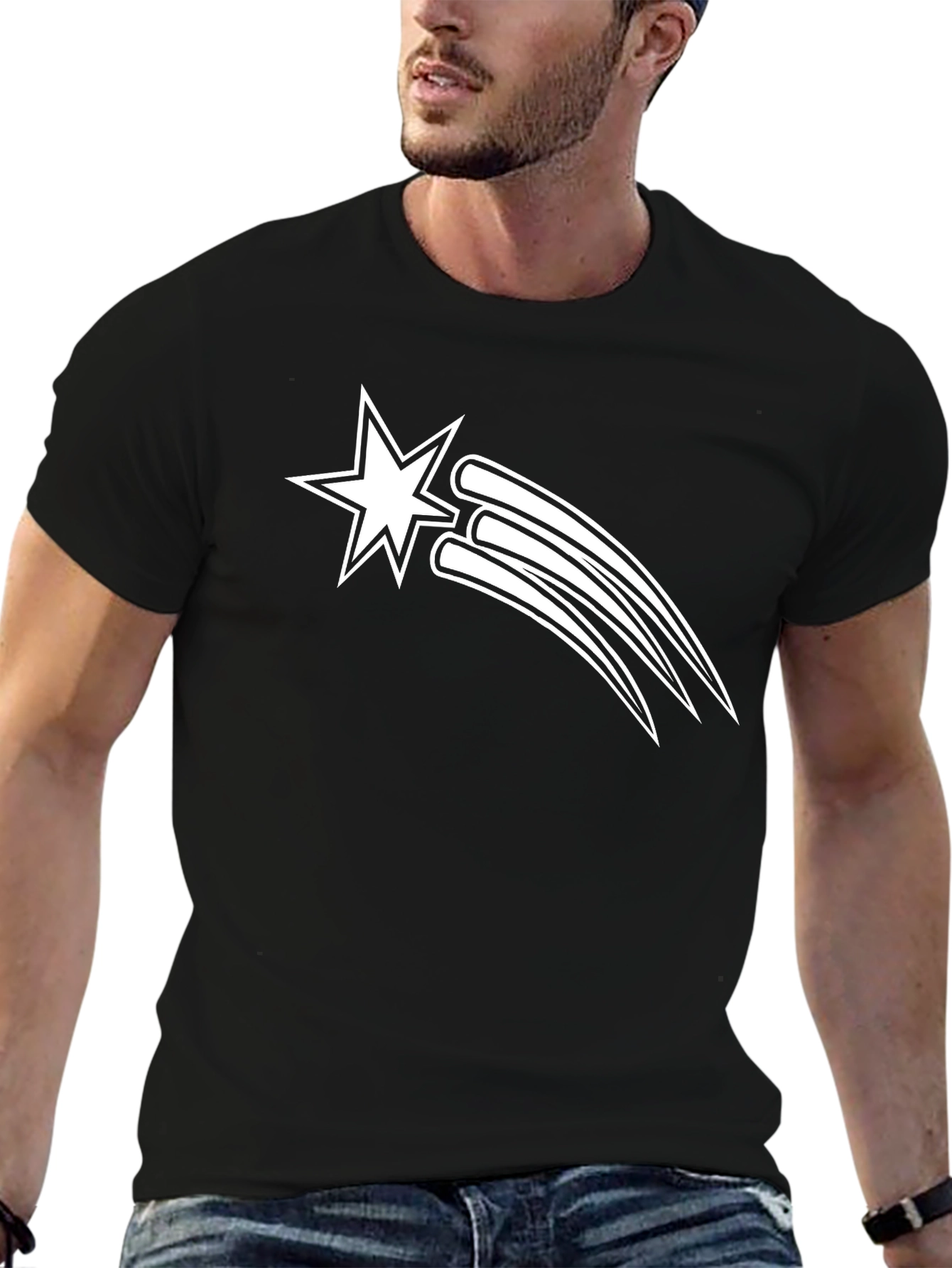 Shooting Star Black T-Shirt - Stylish Graphic Tee