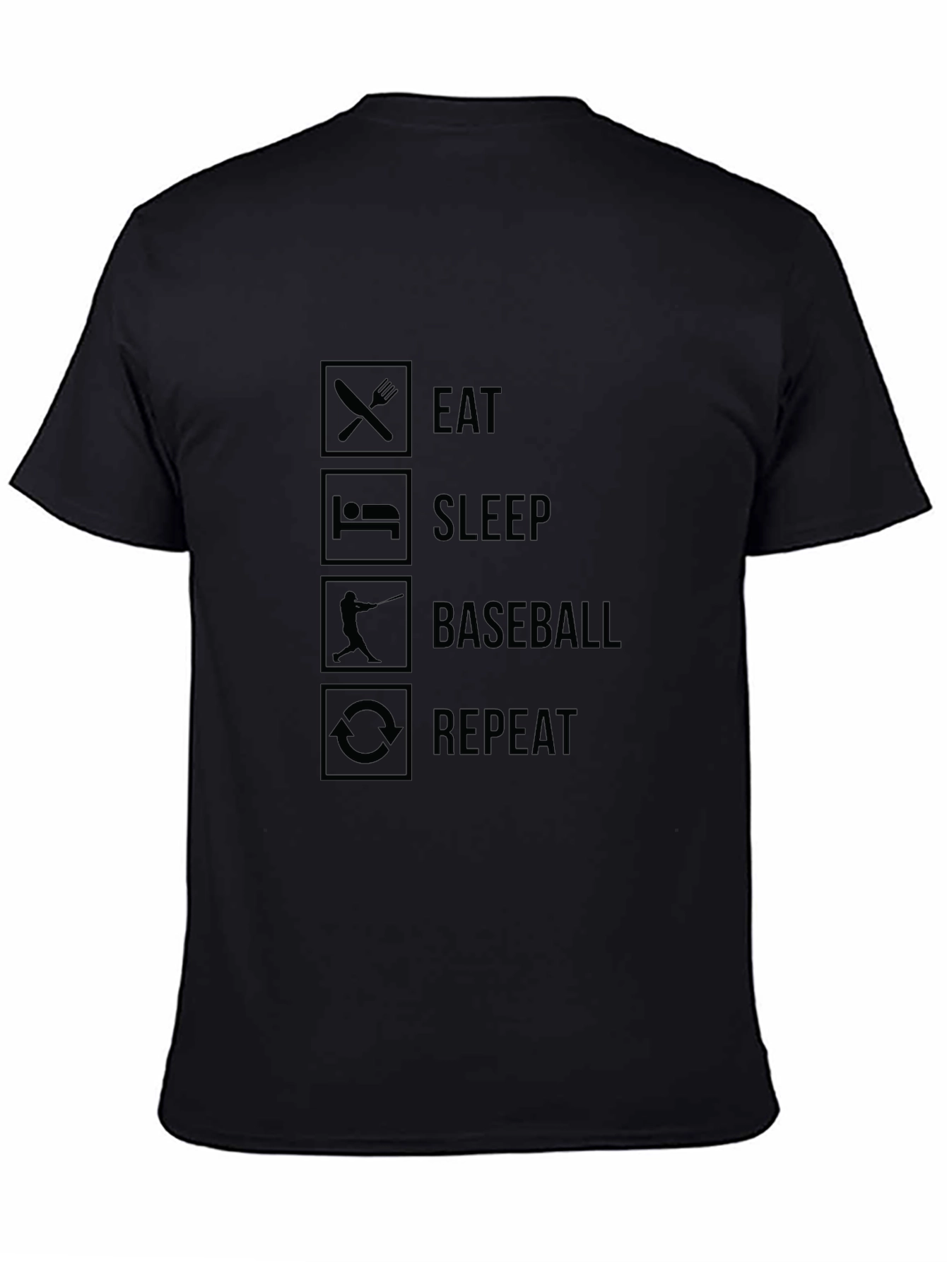 Eat Sleep Baseball Repeat Mens Black T-Shirt