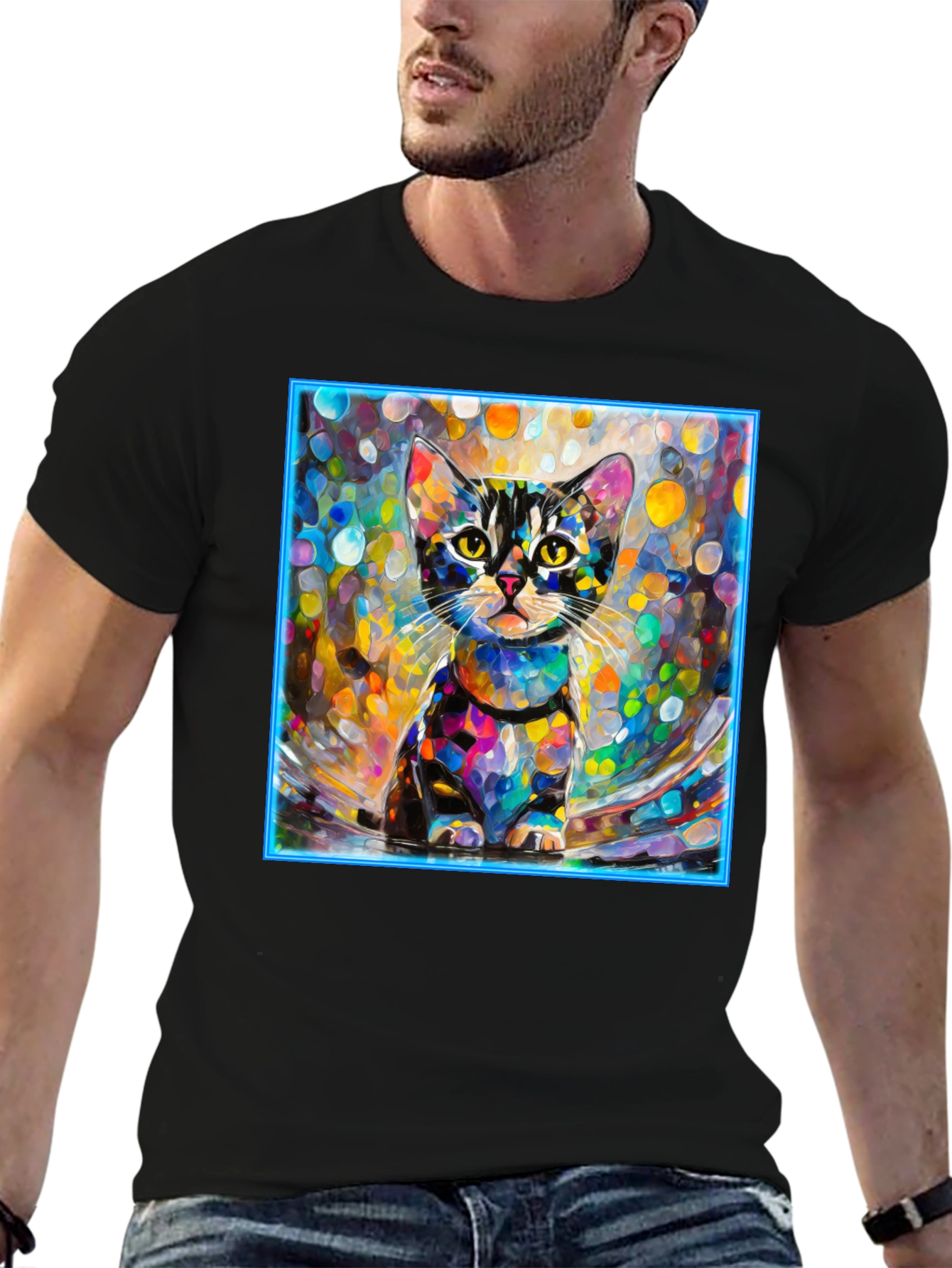 Abstract Cat Art T-Shirt