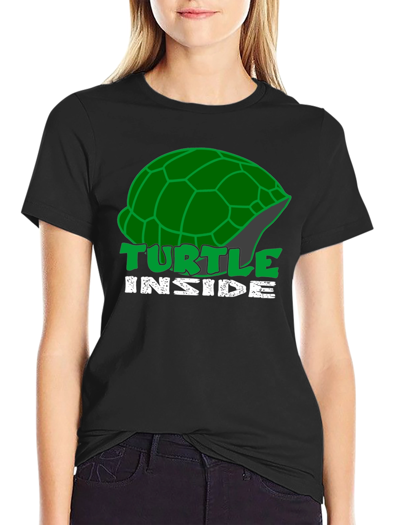 Turtle Inside Black T-Shirt