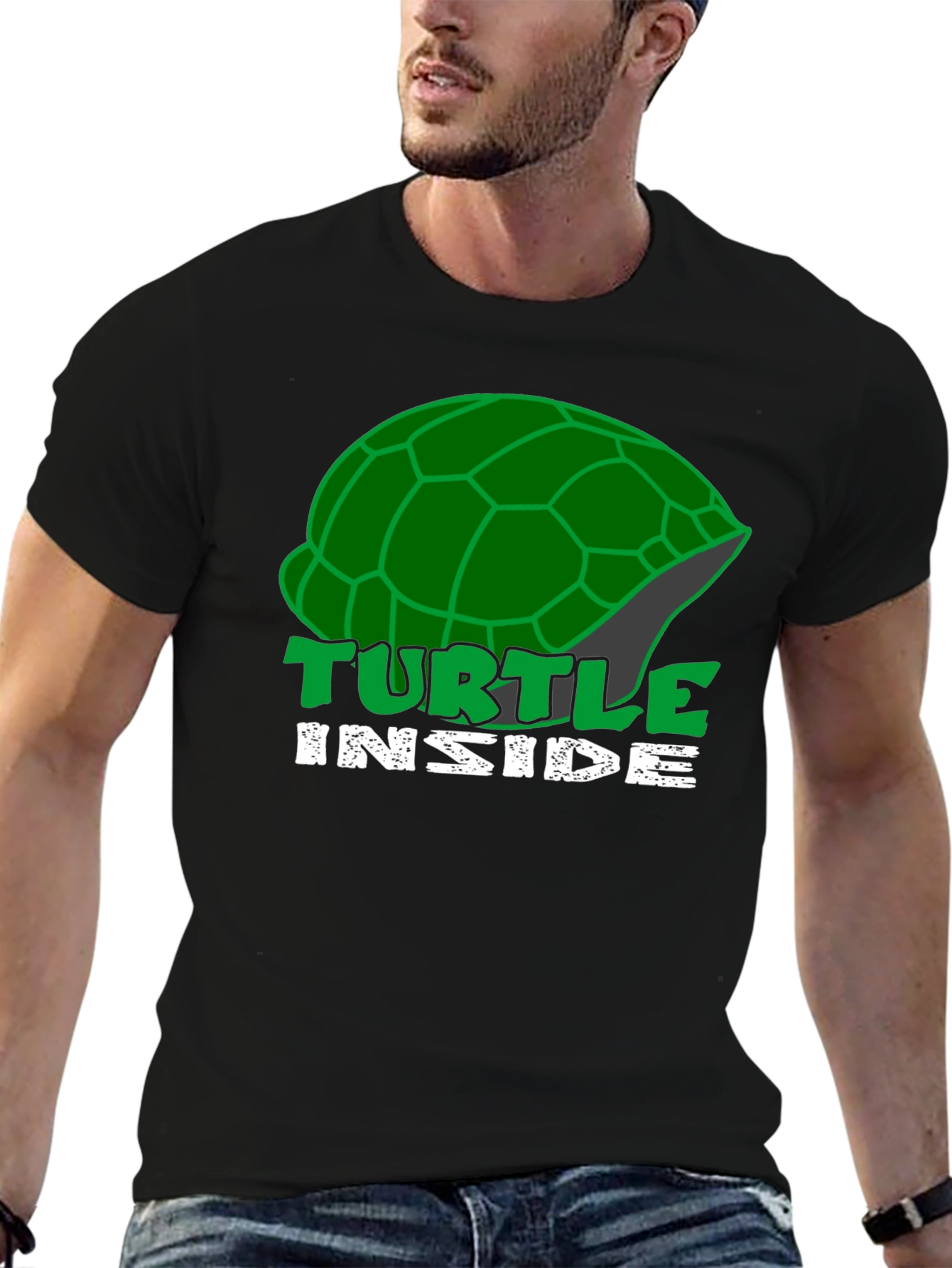 Turtle Inside Black T-Shirt