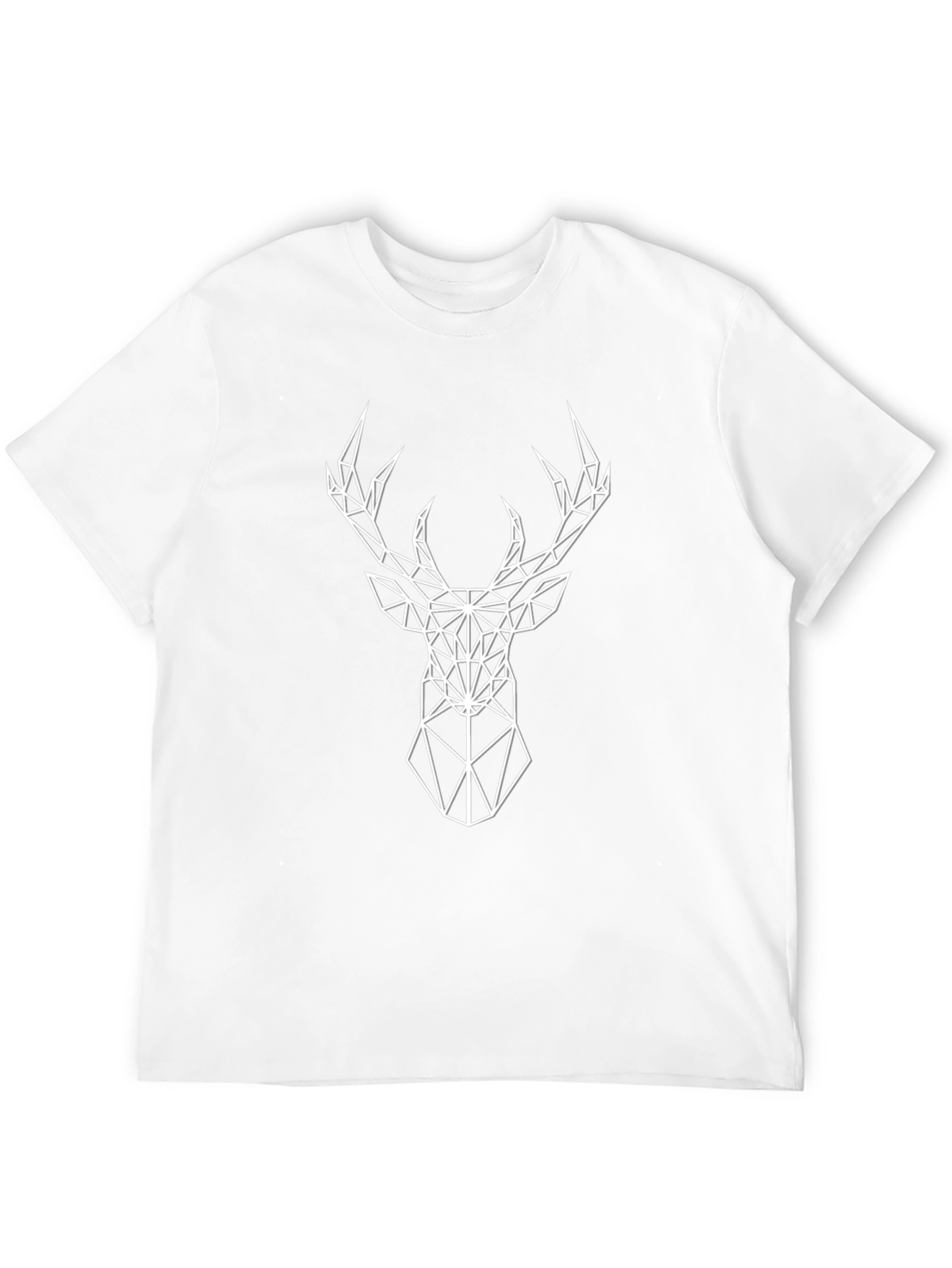 Geometric Deer Head Graphic Tee - Black