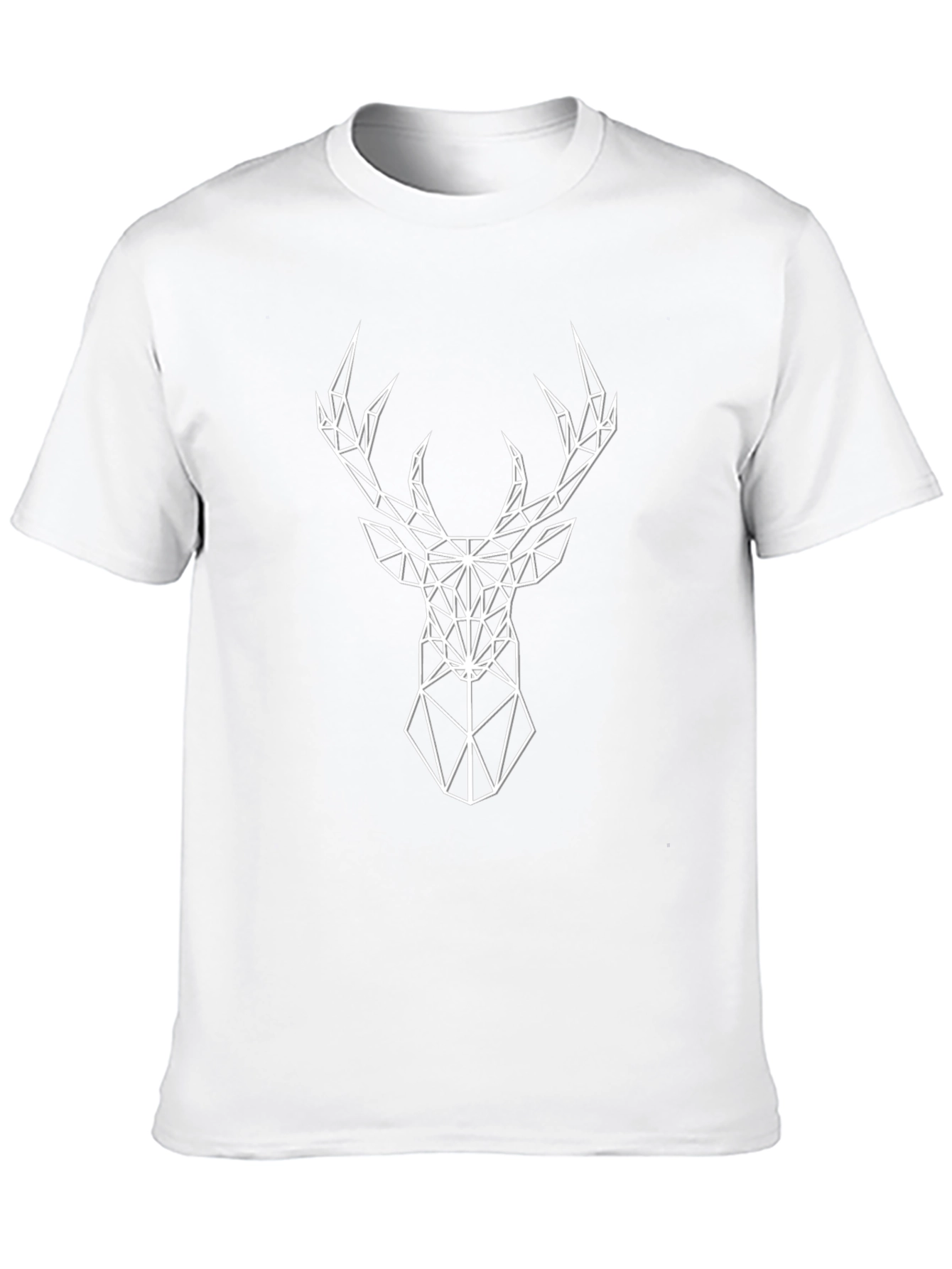 Geometric Deer Head Graphic Tee - Black