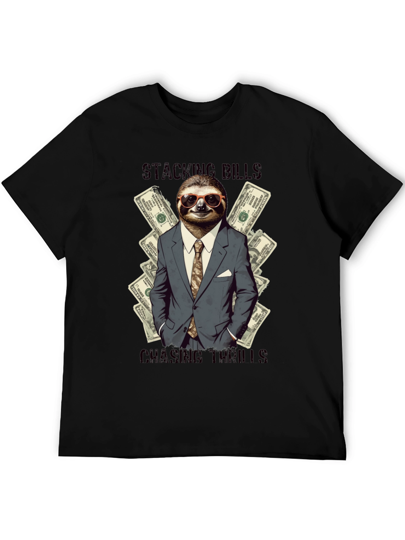 Stacking Bills Sloth Graphic T-Shirt