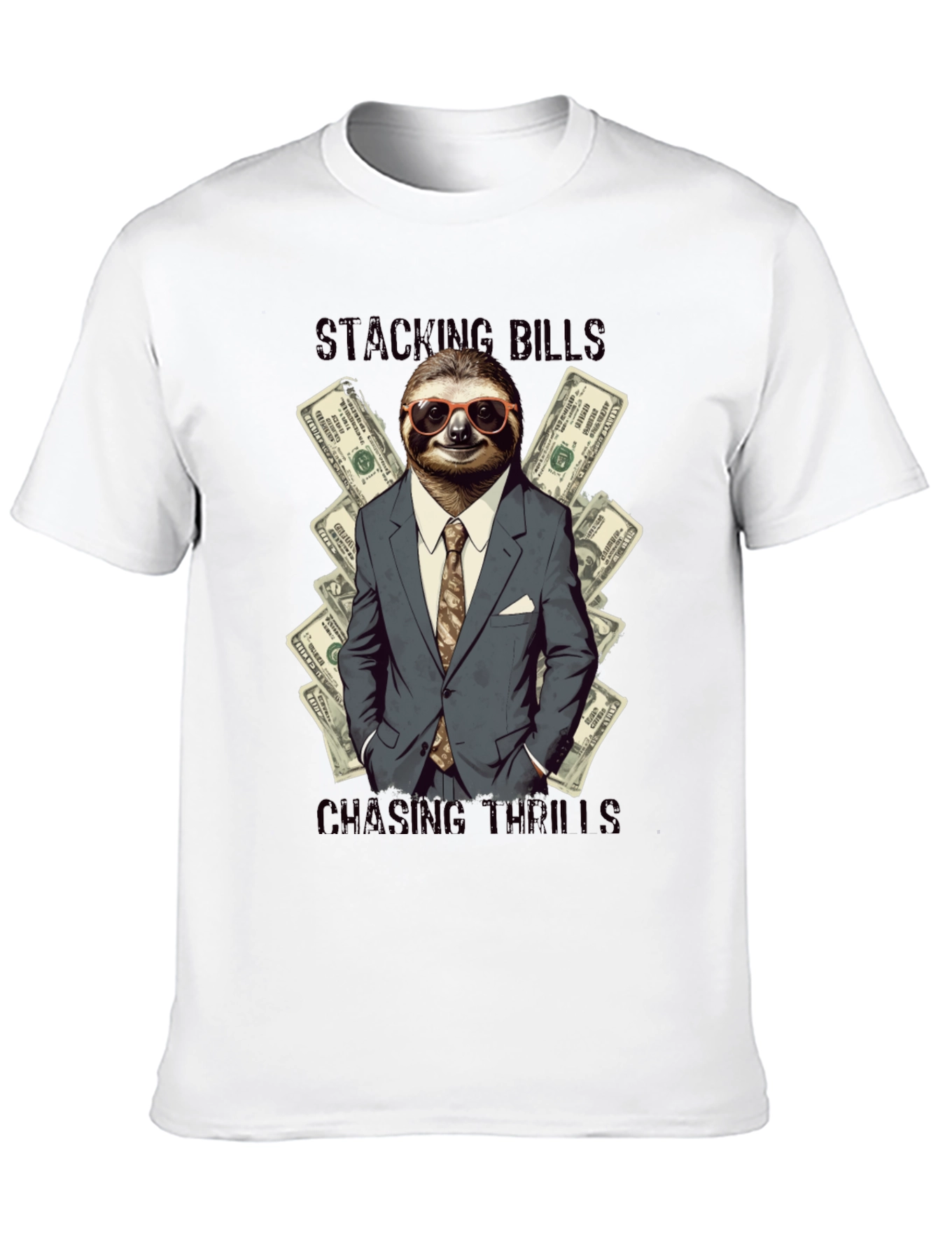 Stacking Bills Sloth Graphic T-Shirt