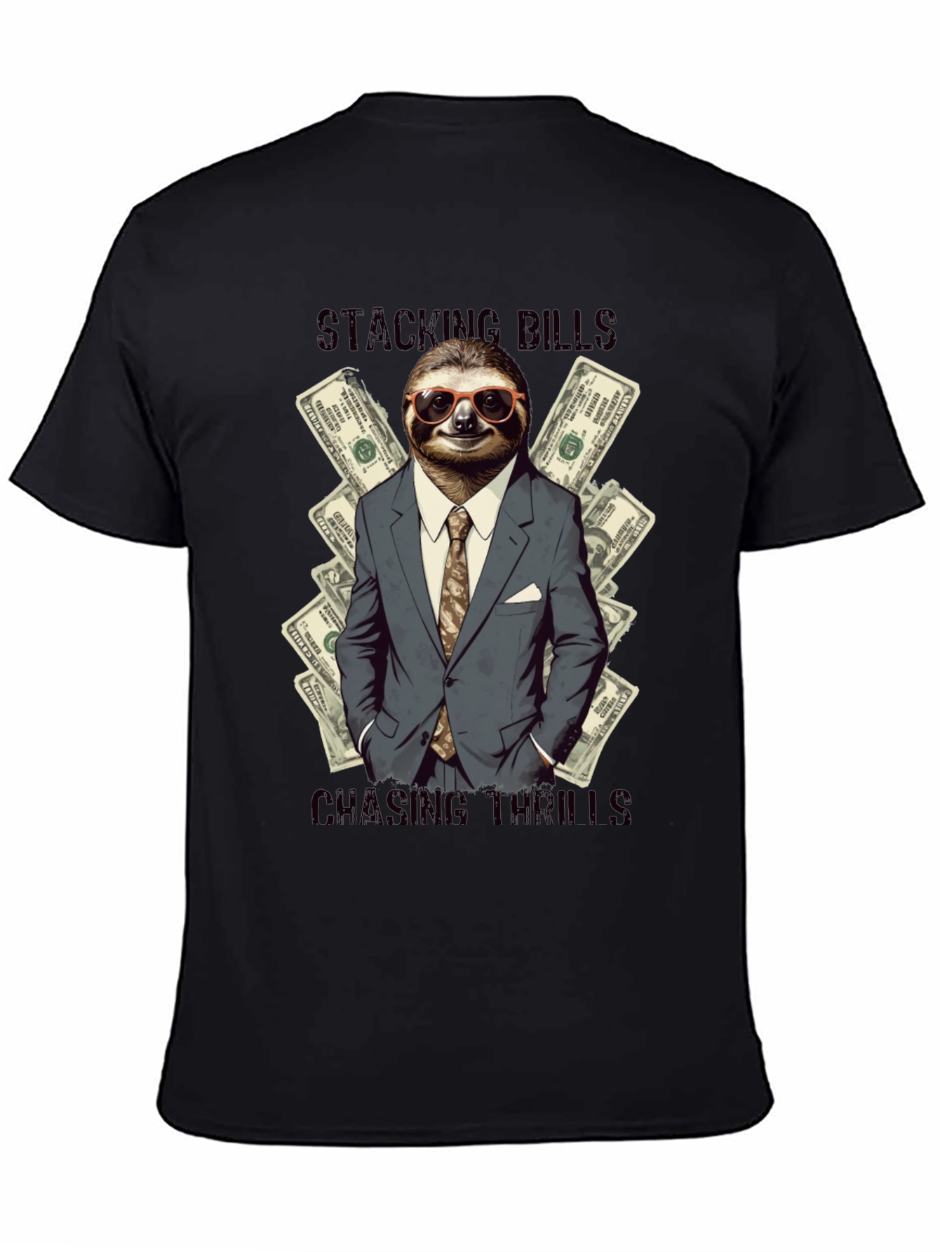 Stacking Bills Sloth Graphic T-Shirt