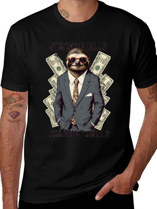 Stacking Bills Sloth Graphic T-Shirt