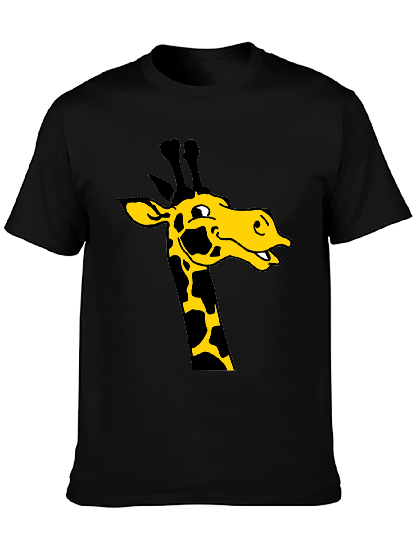 Giraffe Graphic Tee - Black Cotton T-Shirt