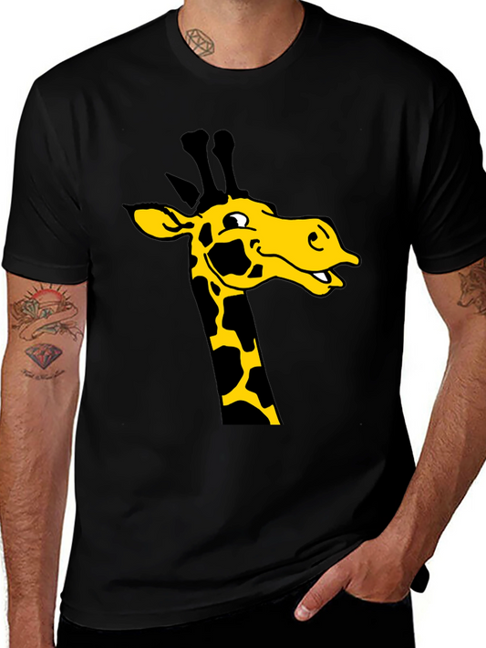 Giraffe Graphic Tee - Black Cotton T-Shirt