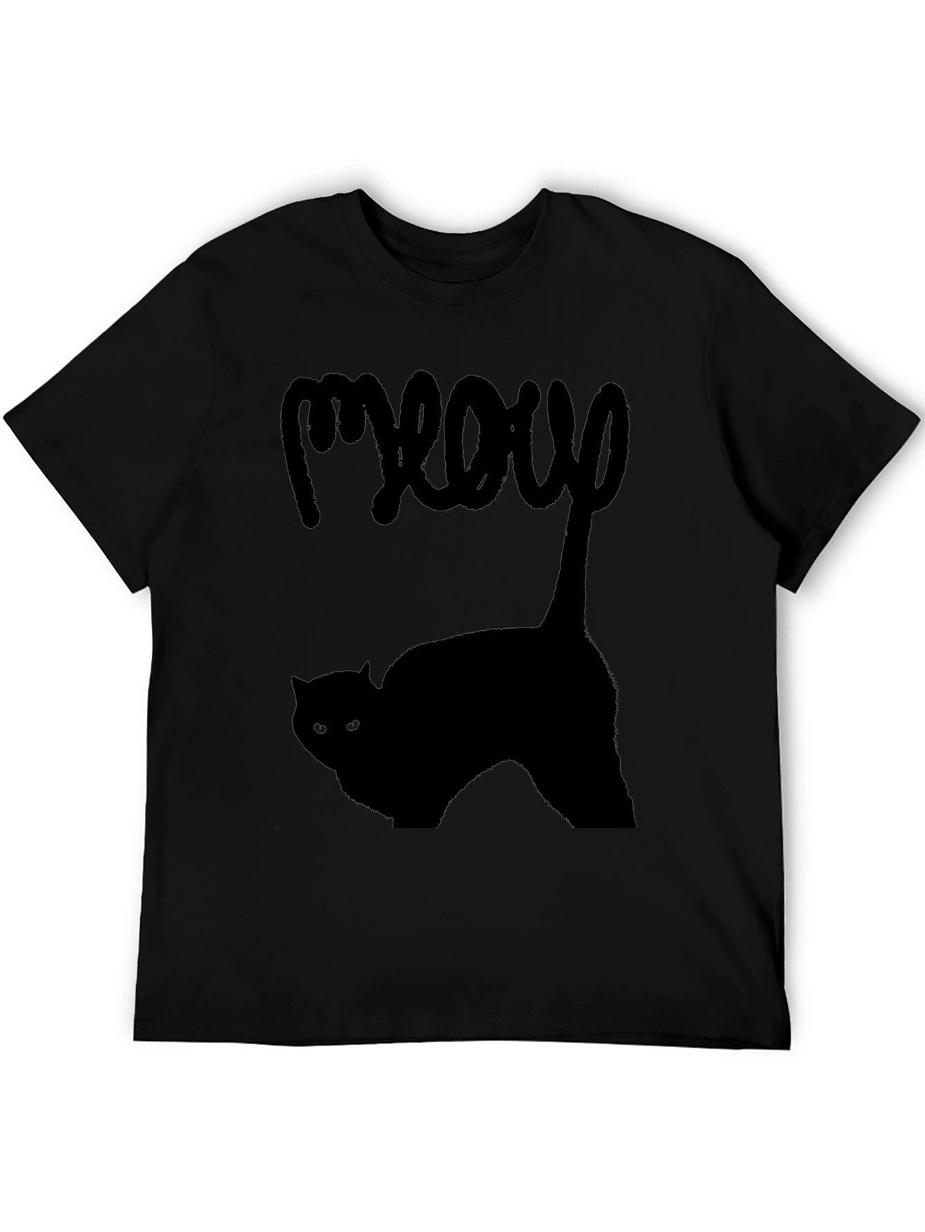 Meow Cat T-Shirt - Black Graphic Tee
