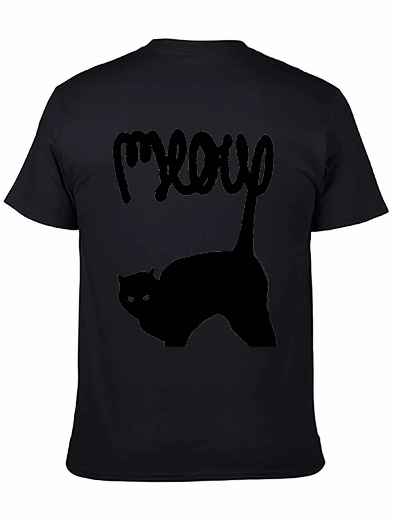 Meow Cat T-Shirt - Black Graphic Tee