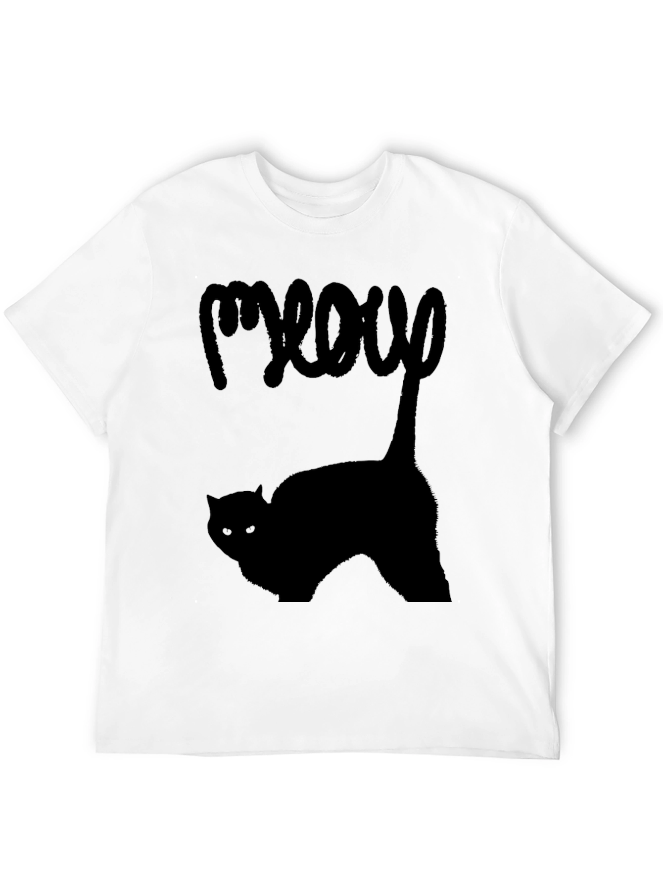 Meow Cat T-Shirt - Black Graphic Tee
