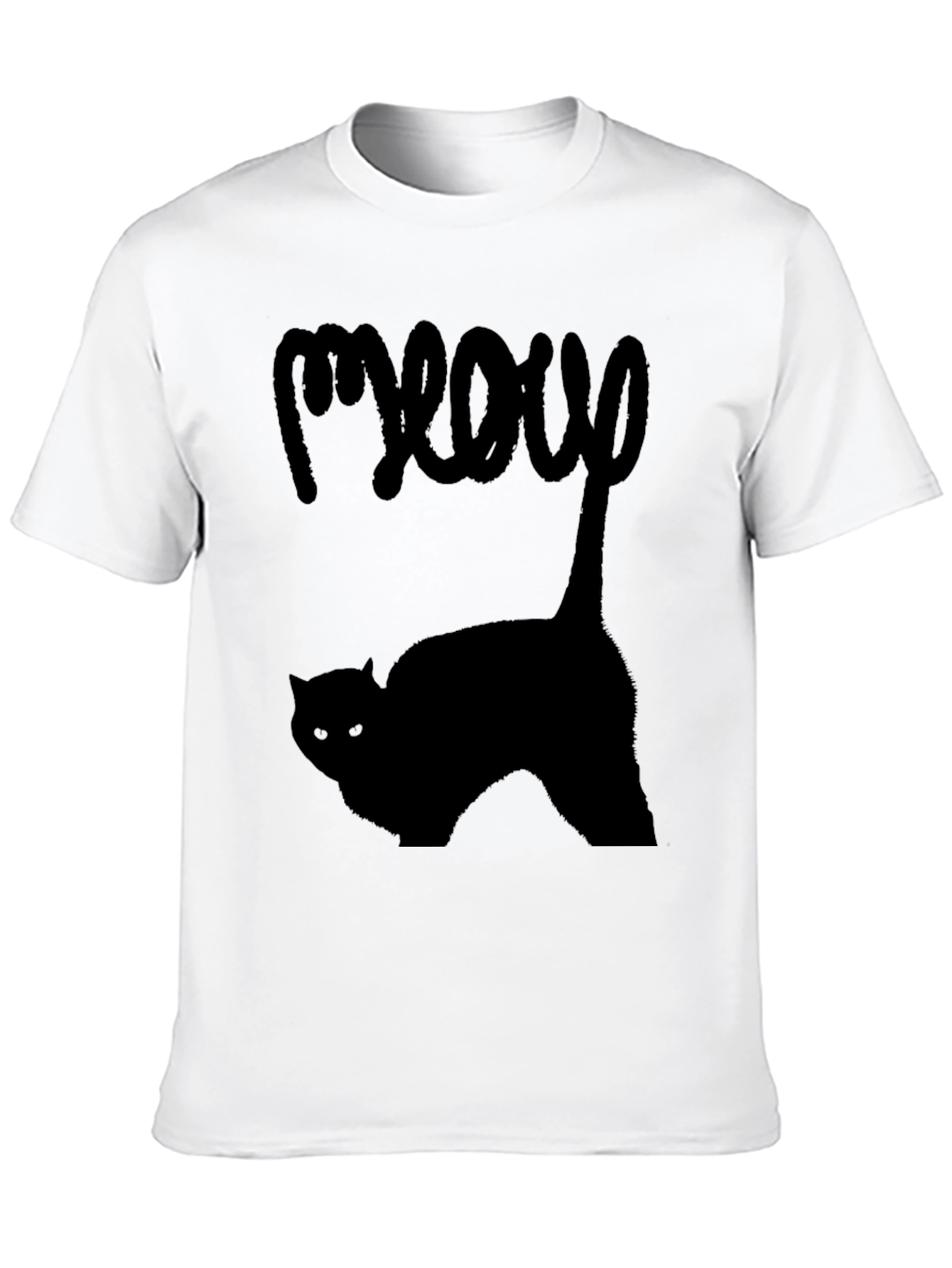 Meow Cat T-Shirt - Black Graphic Tee