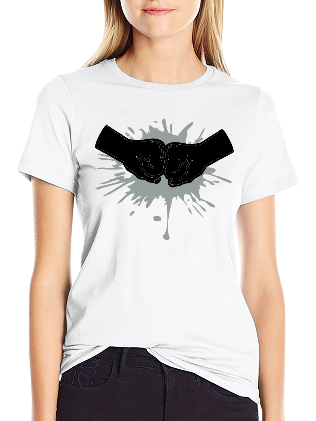 Fist Bump Graphic Tee - Casual Black T-Shirt