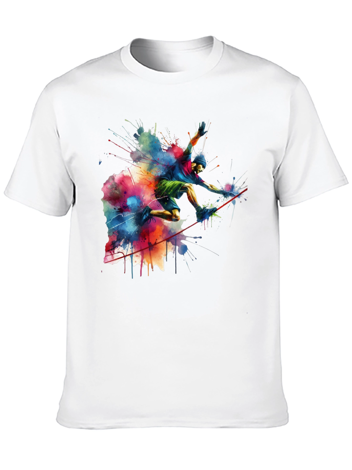 Vibrant Slackliner Graphic Tee - Mens Black Cotton T-Shirt