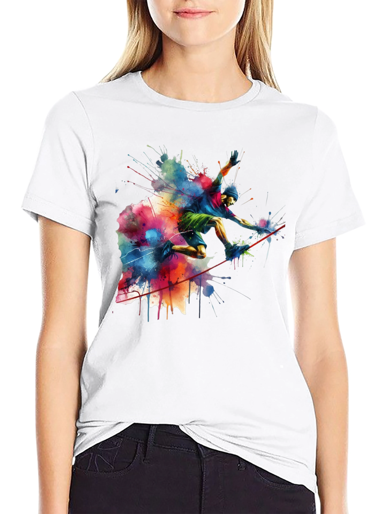 Vibrant Slackliner Graphic Tee - Mens Black Cotton T-Shirt