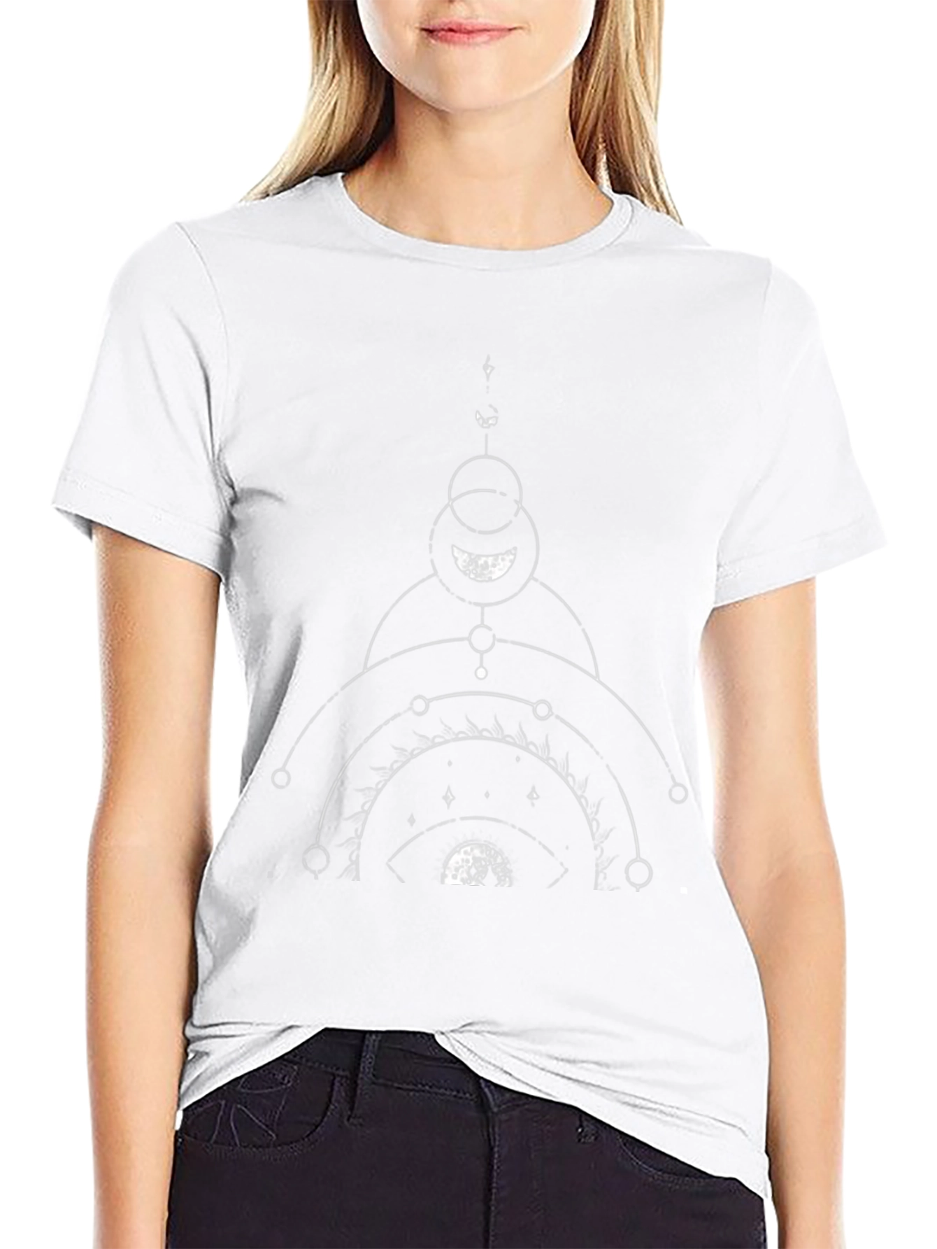 Geometric Moon Phase Graphic Tee - Black