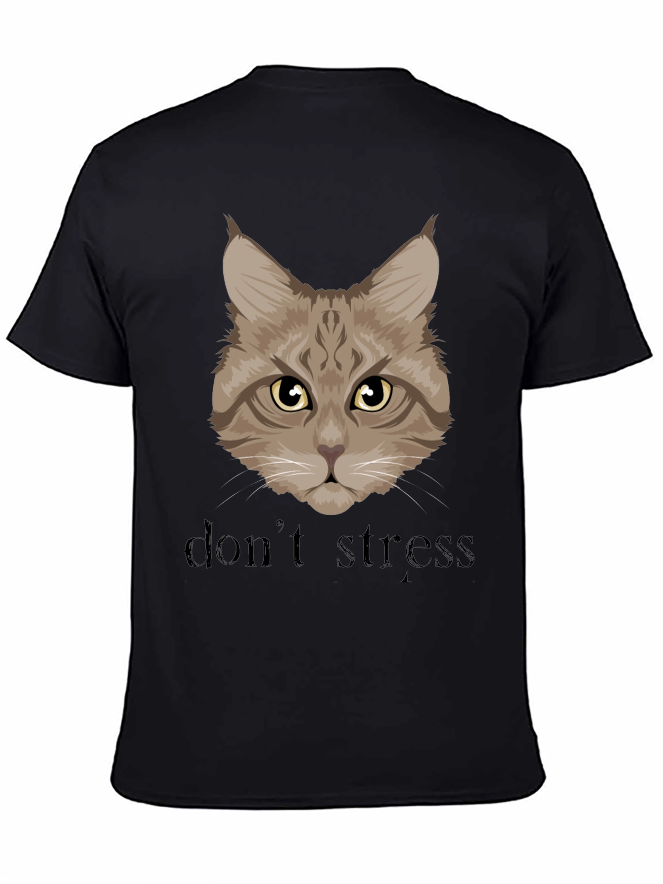 Dont Stress Cat Graphic Tee - Unisex Black T-Shirt
