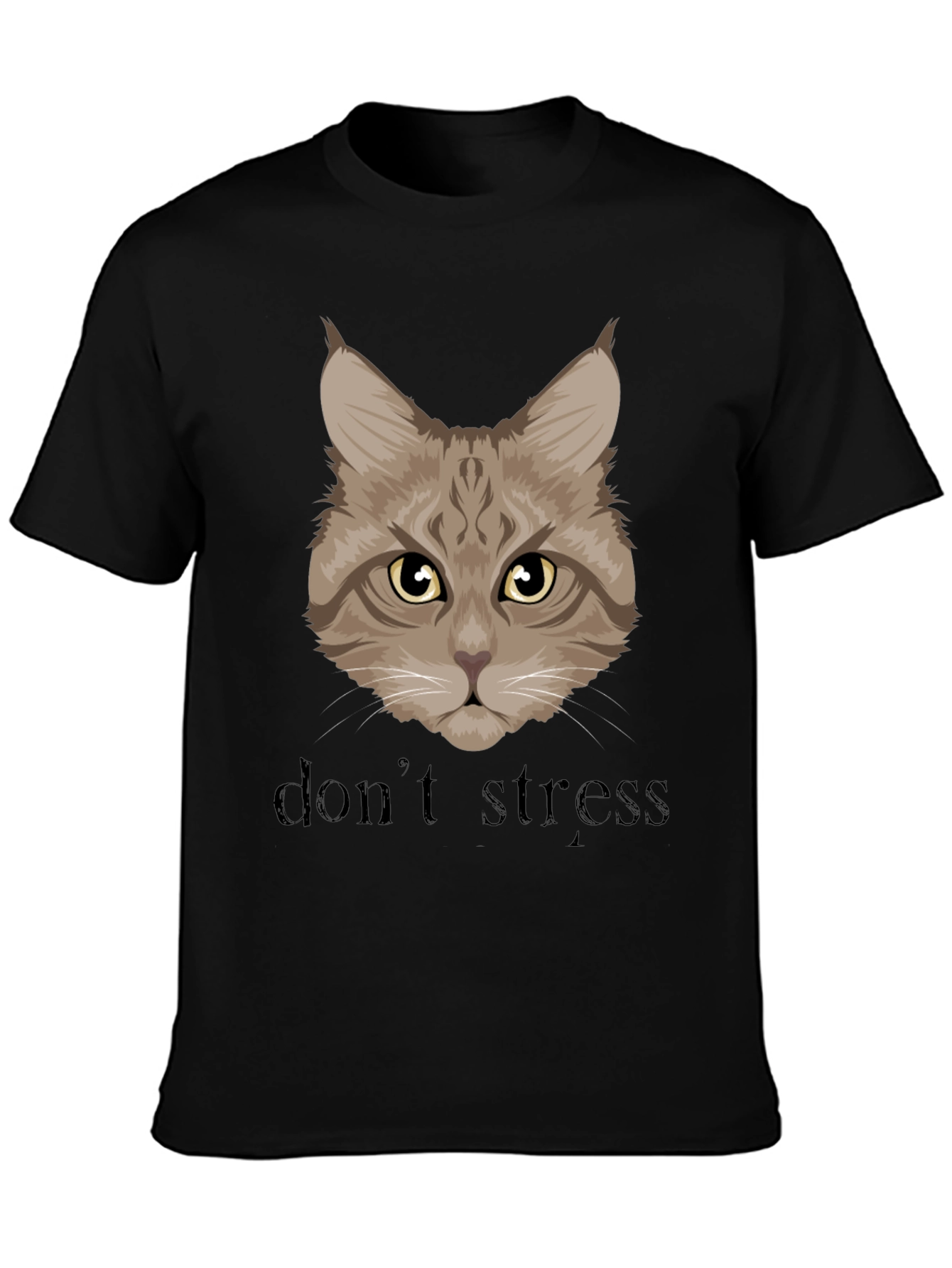 Dont Stress Cat Graphic Tee - Unisex Black T-Shirt