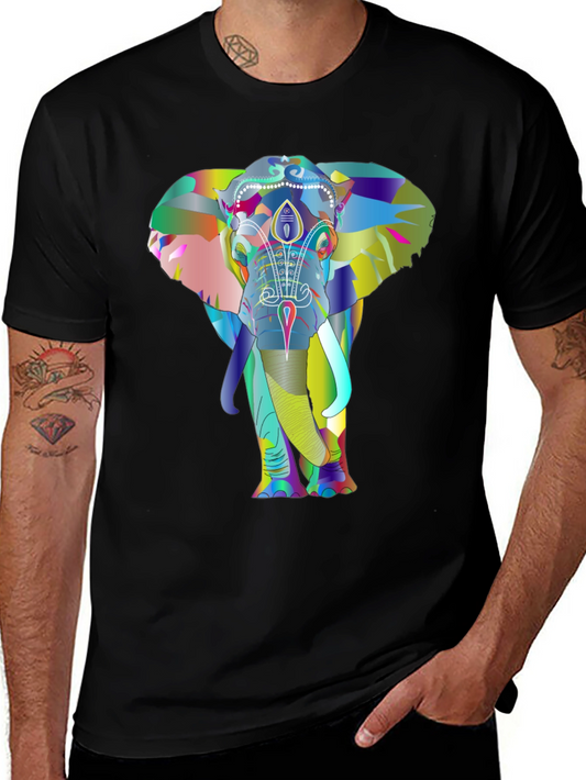 Colorful Elephant Graphic Tee - Unique Design