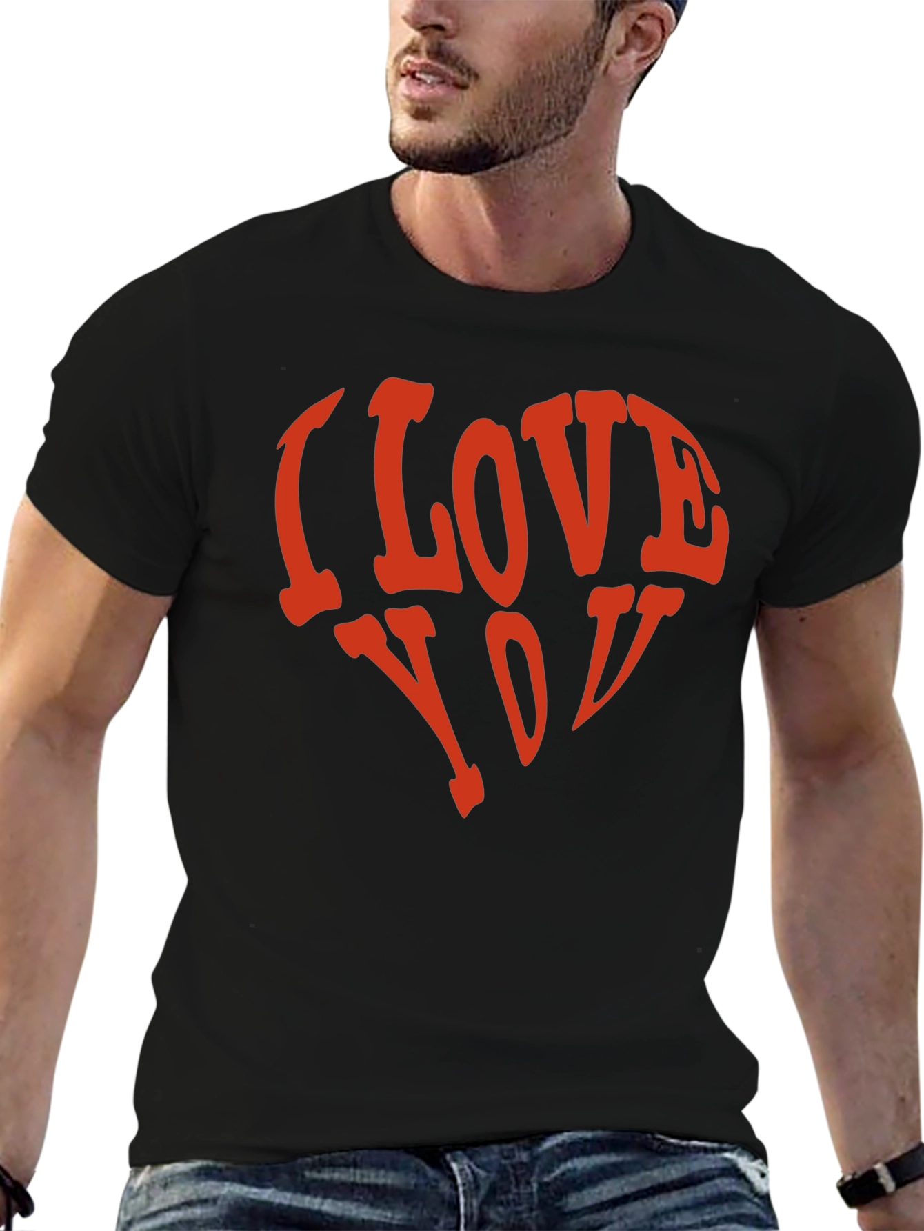 I Love You Heart Graphic T-Shirt - Black