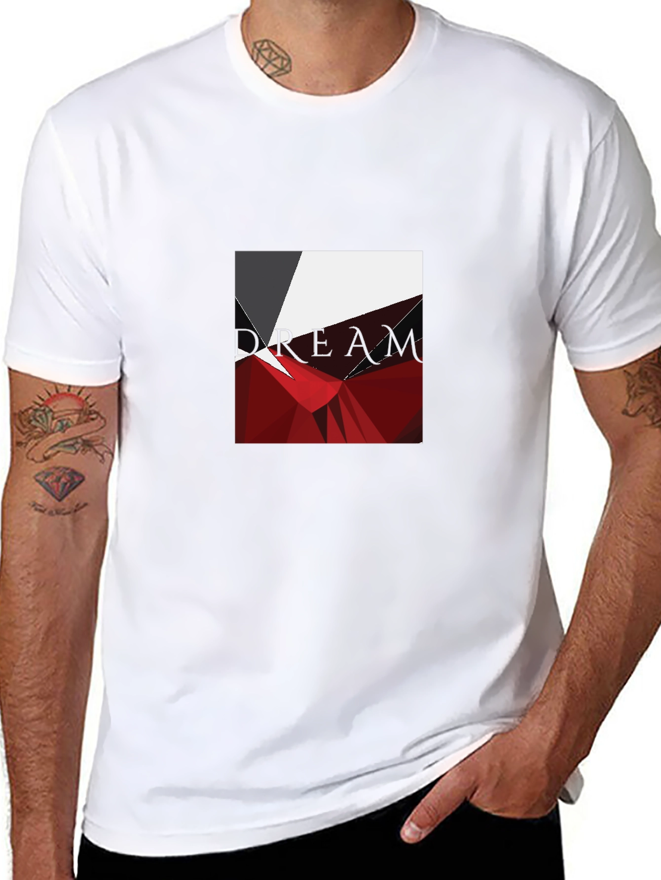 Geometric Abstract Graphic Print Black T-Shirt