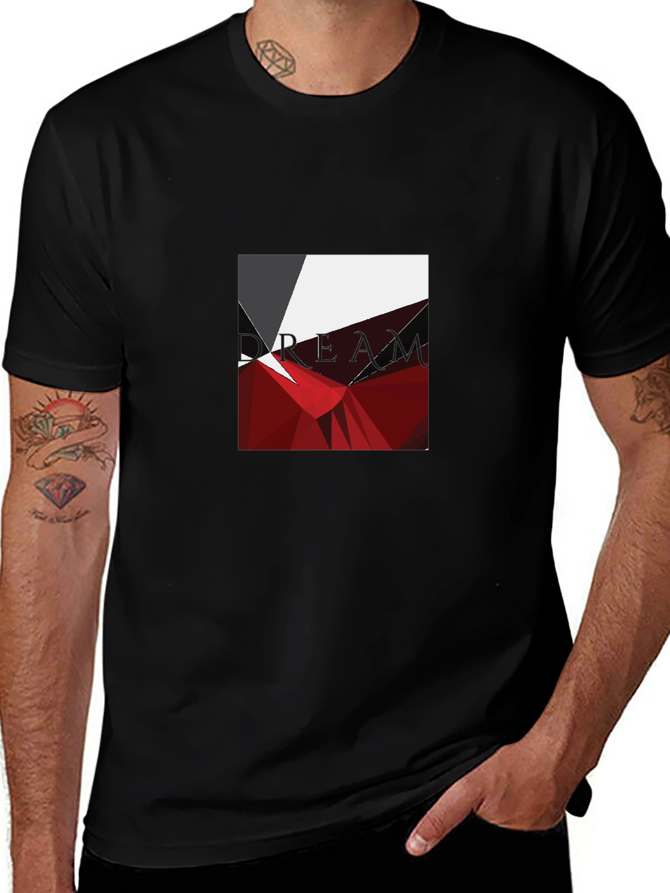 Geometric Abstract Graphic Print Black T-Shirt