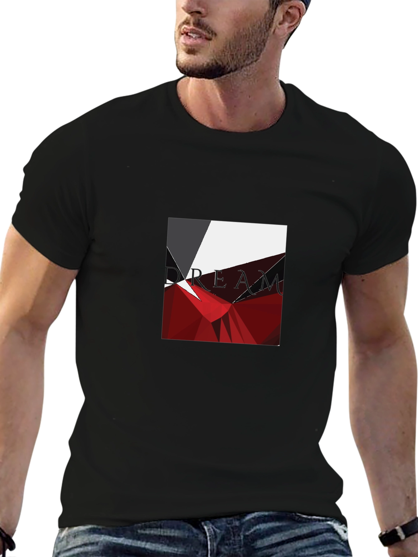 Geometric Abstract Graphic Print Black T-Shirt