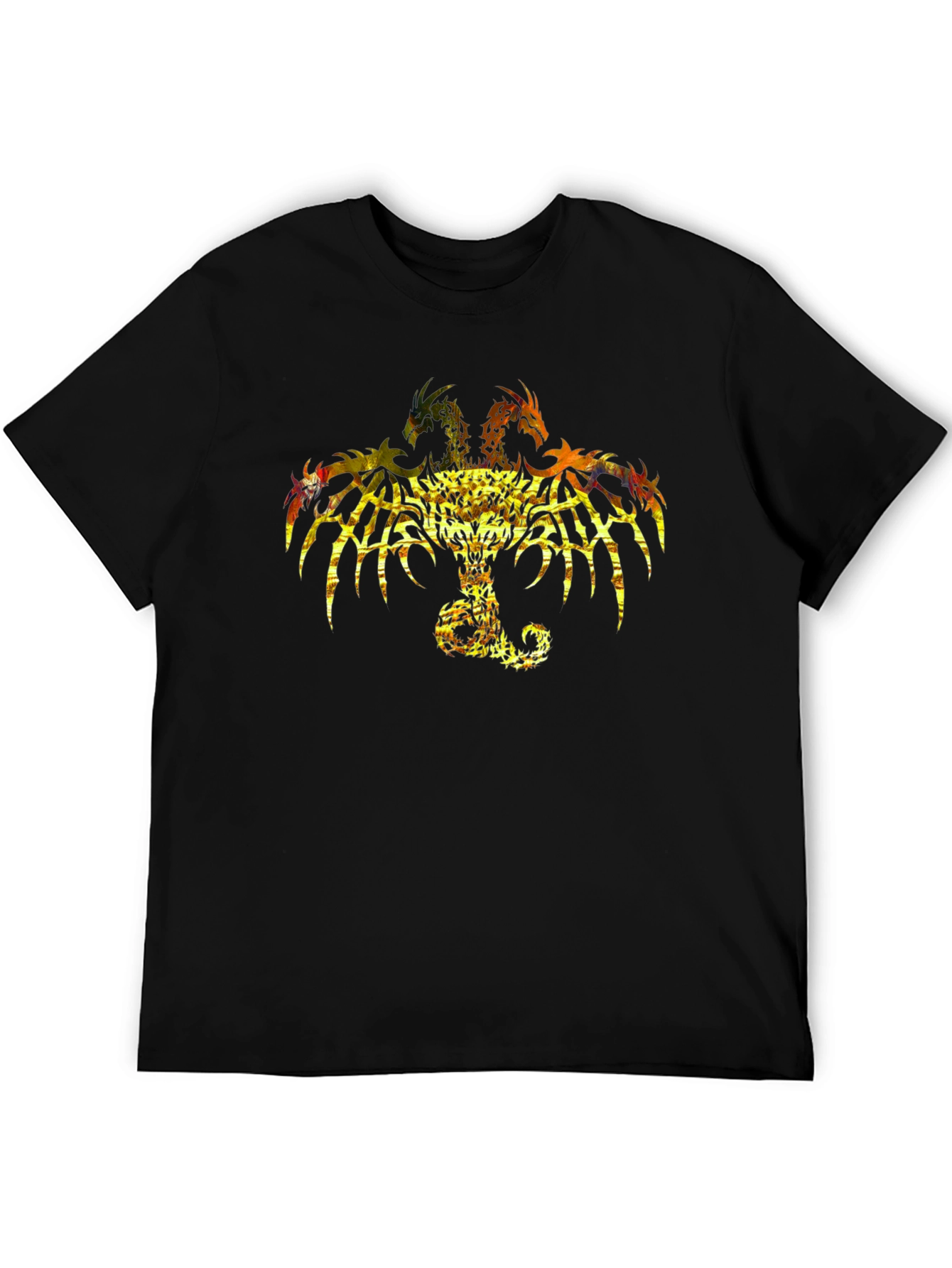 Three-Headed Dragon Graphic Print Black Tee