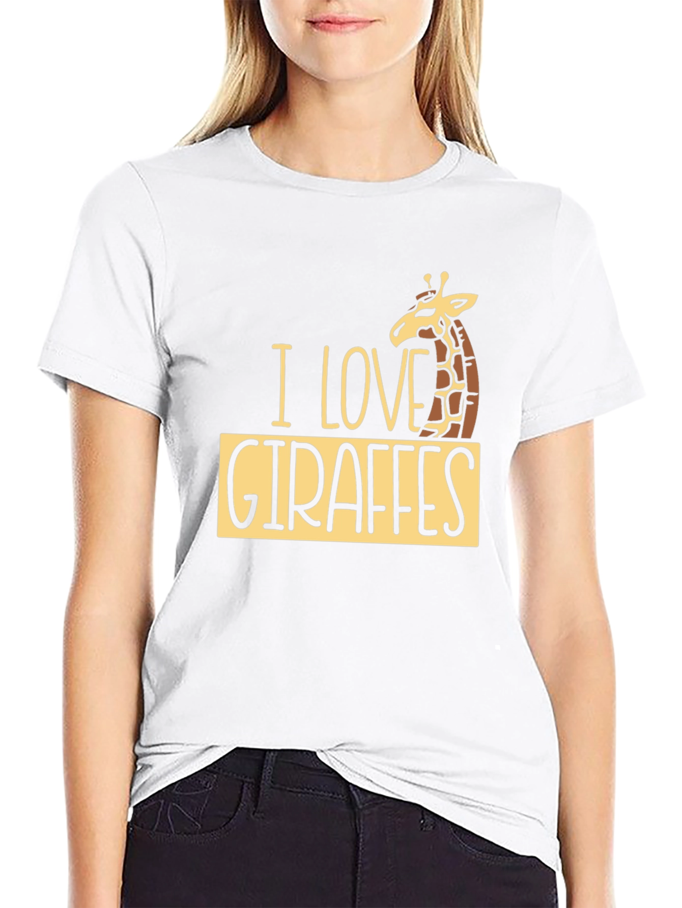 I Love Giraffes Black T-Shirt