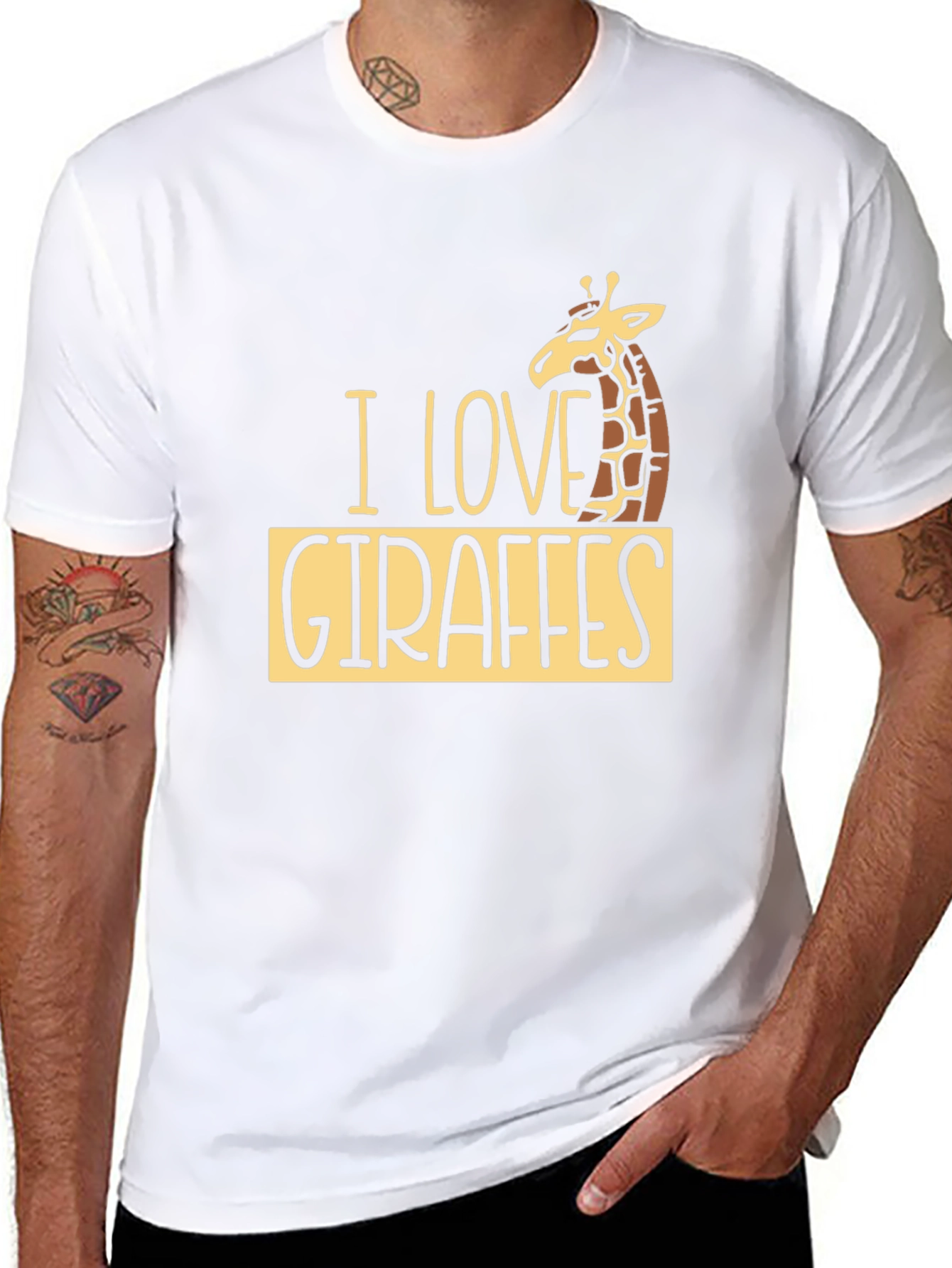I Love Giraffes Black T-Shirt