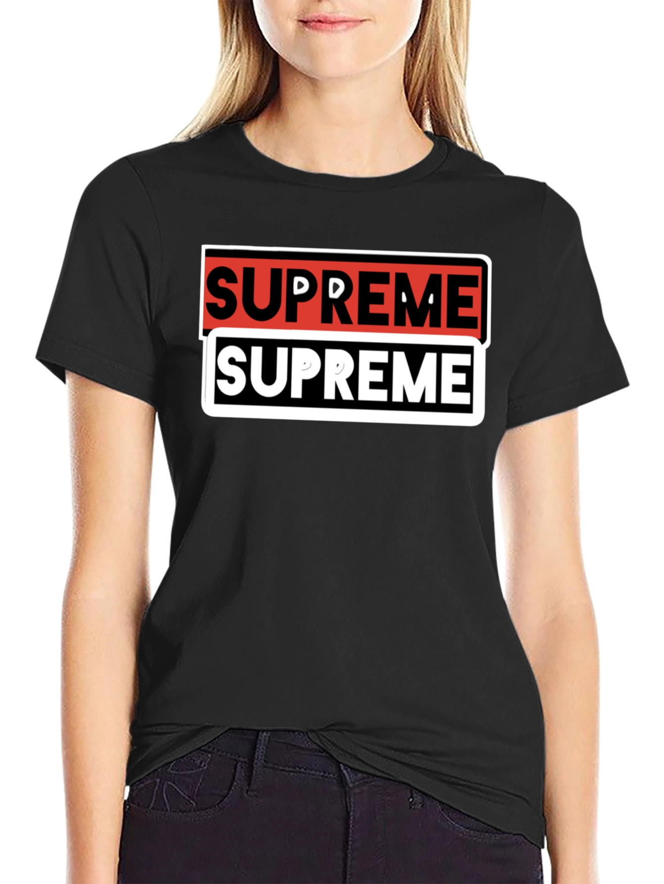 Supreme Double Logo Black T-Shirt
