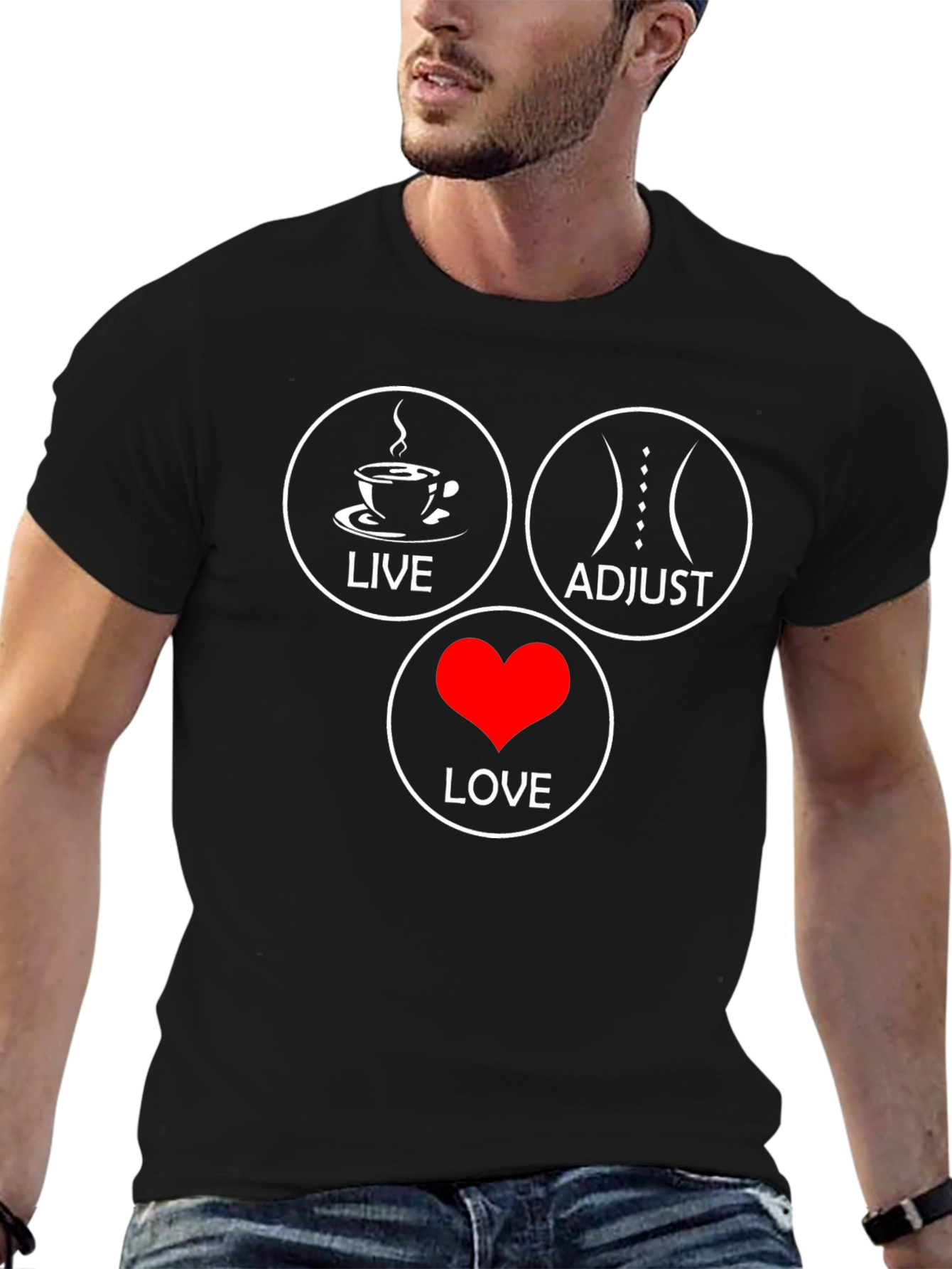 Live Adjust Love Black Graphic T-Shirt