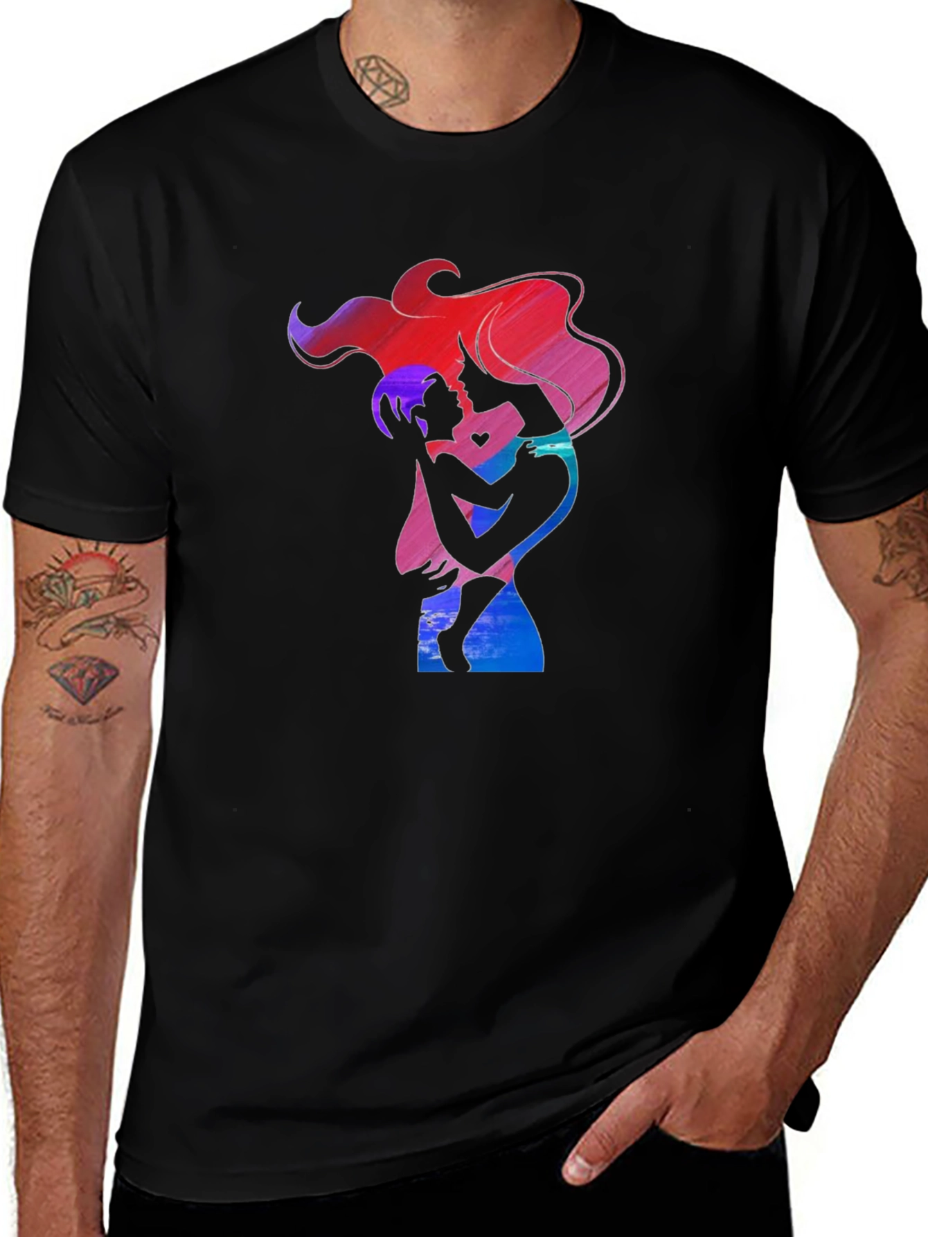 Mother and Child Graphic Tee - Black