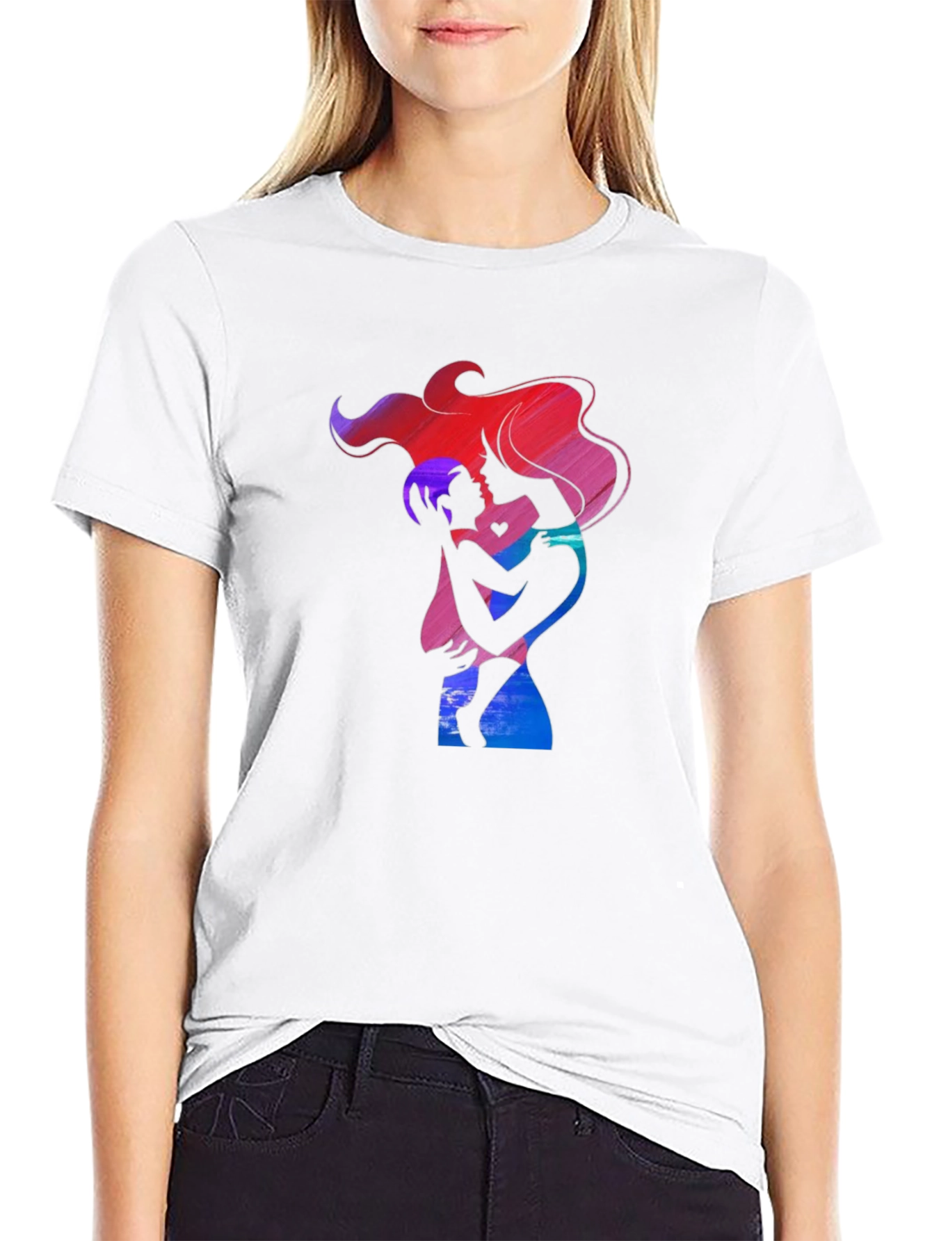 Mother and Child Graphic Tee - Black