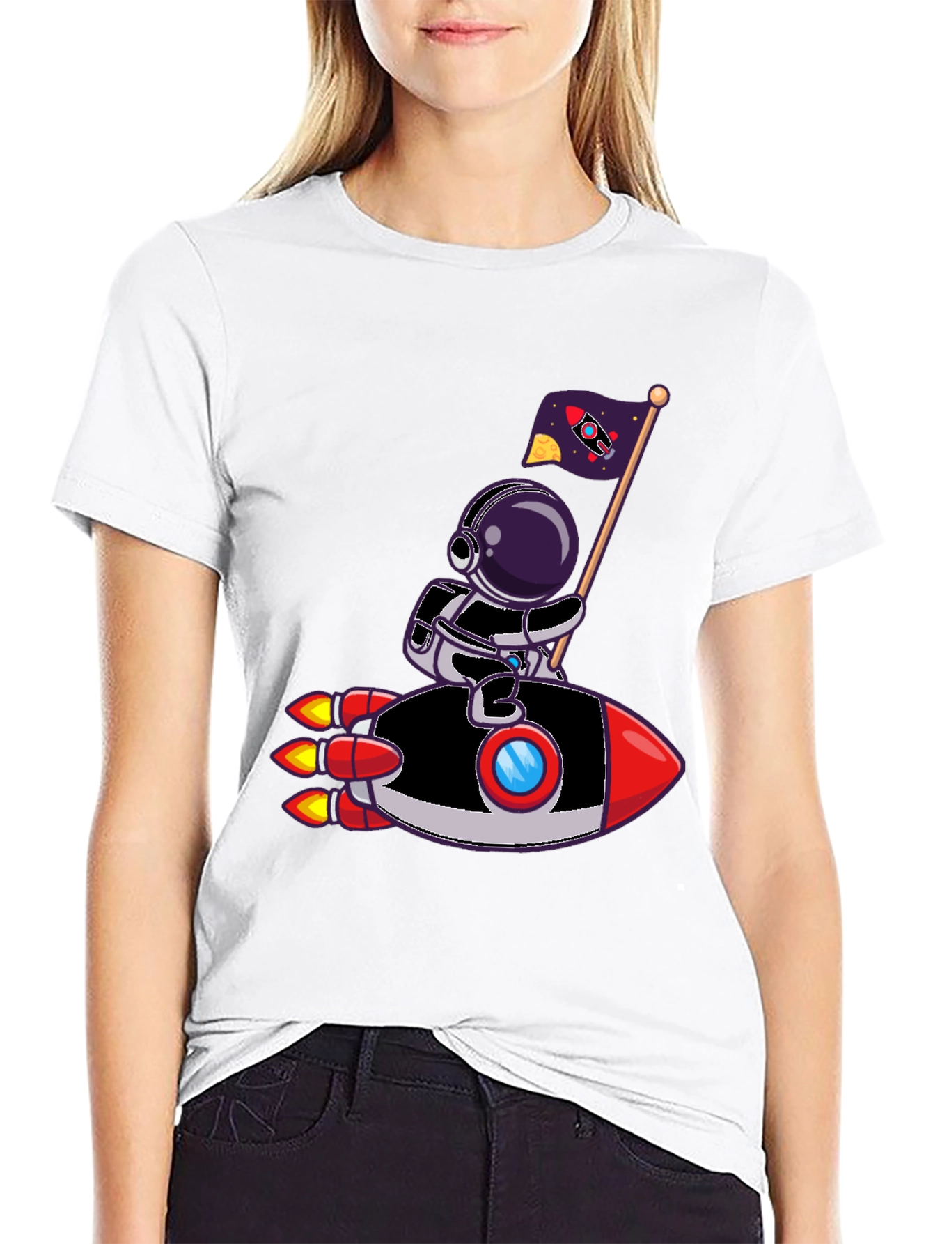 Astronaut Rocket Ride Graphic Tee - Cool Space T-Shirt