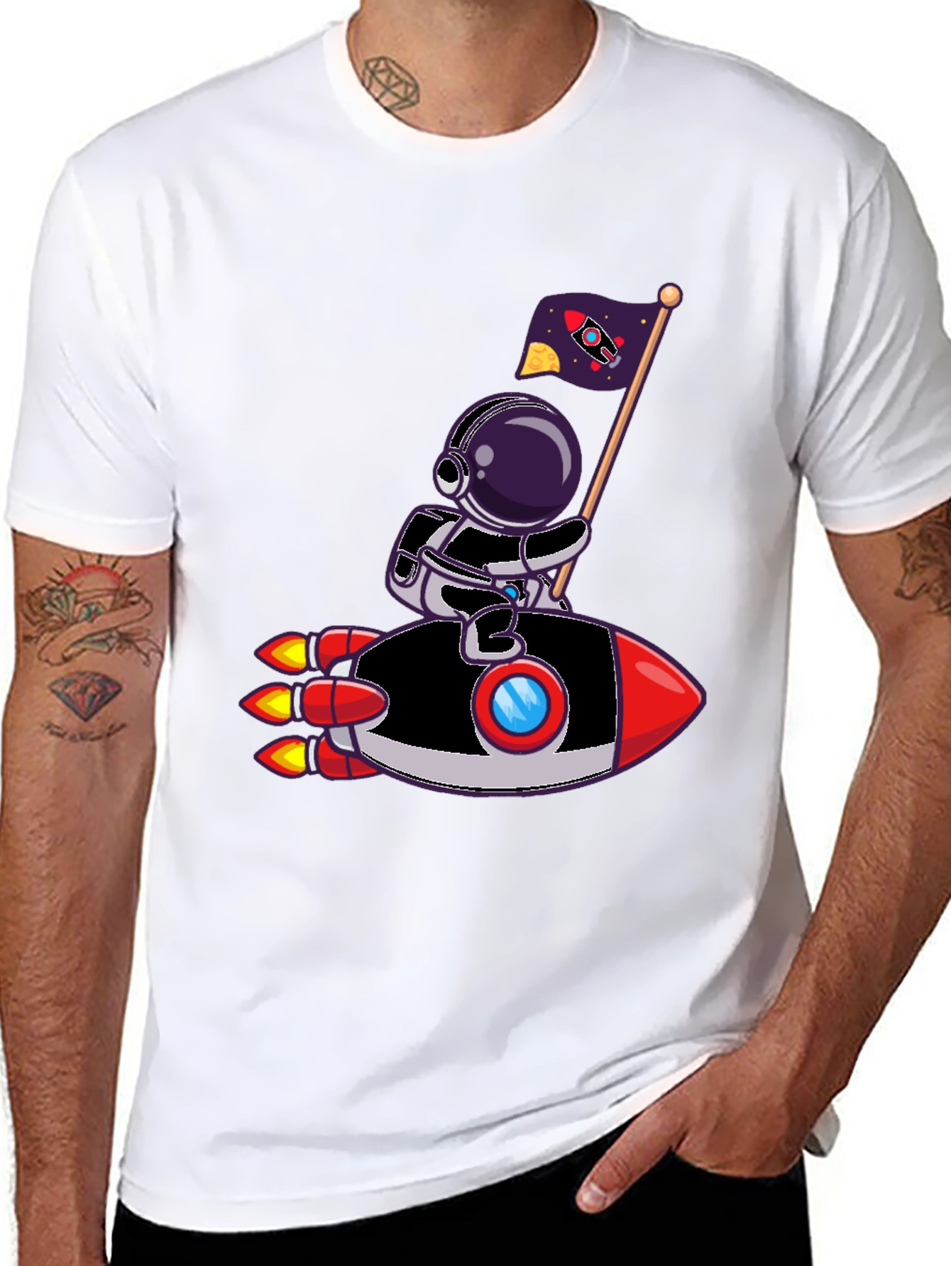 Astronaut Rocket Ride Graphic Tee - Cool Space T-Shirt