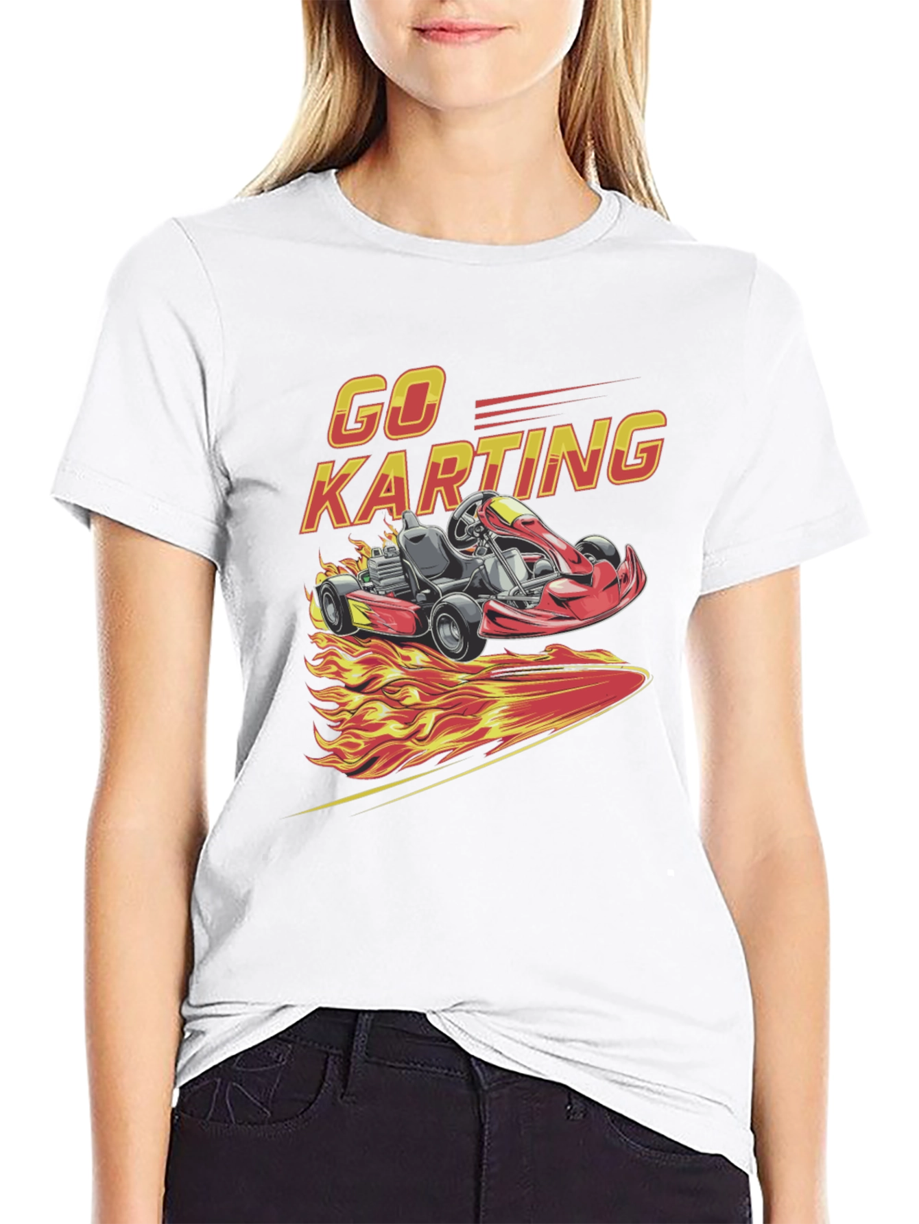 Go Karting Graphic T-Shirt - Racing Flames Design