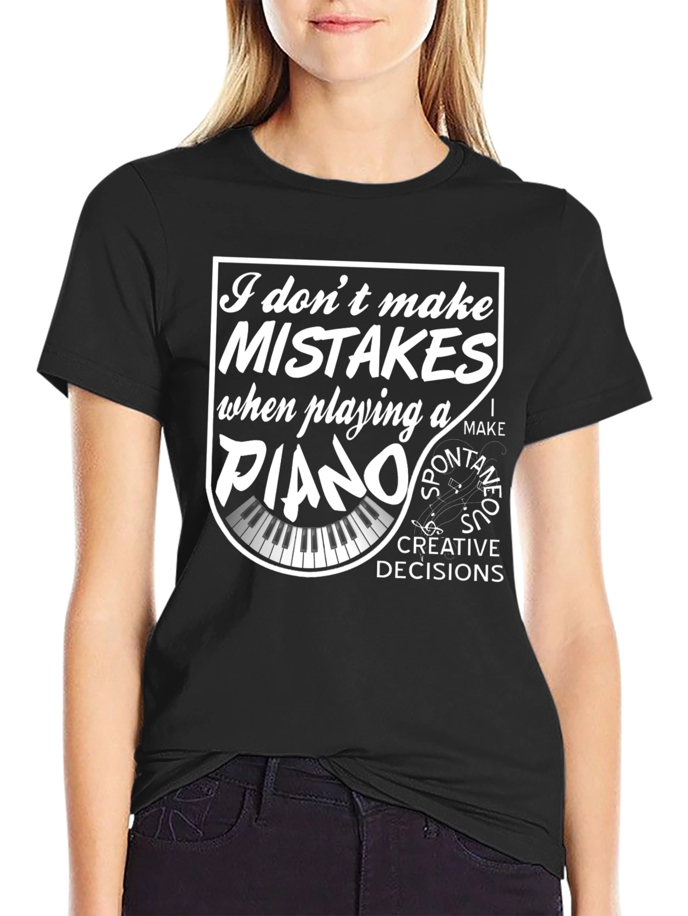 Piano Player Black T-Shirt - Creative Decisions