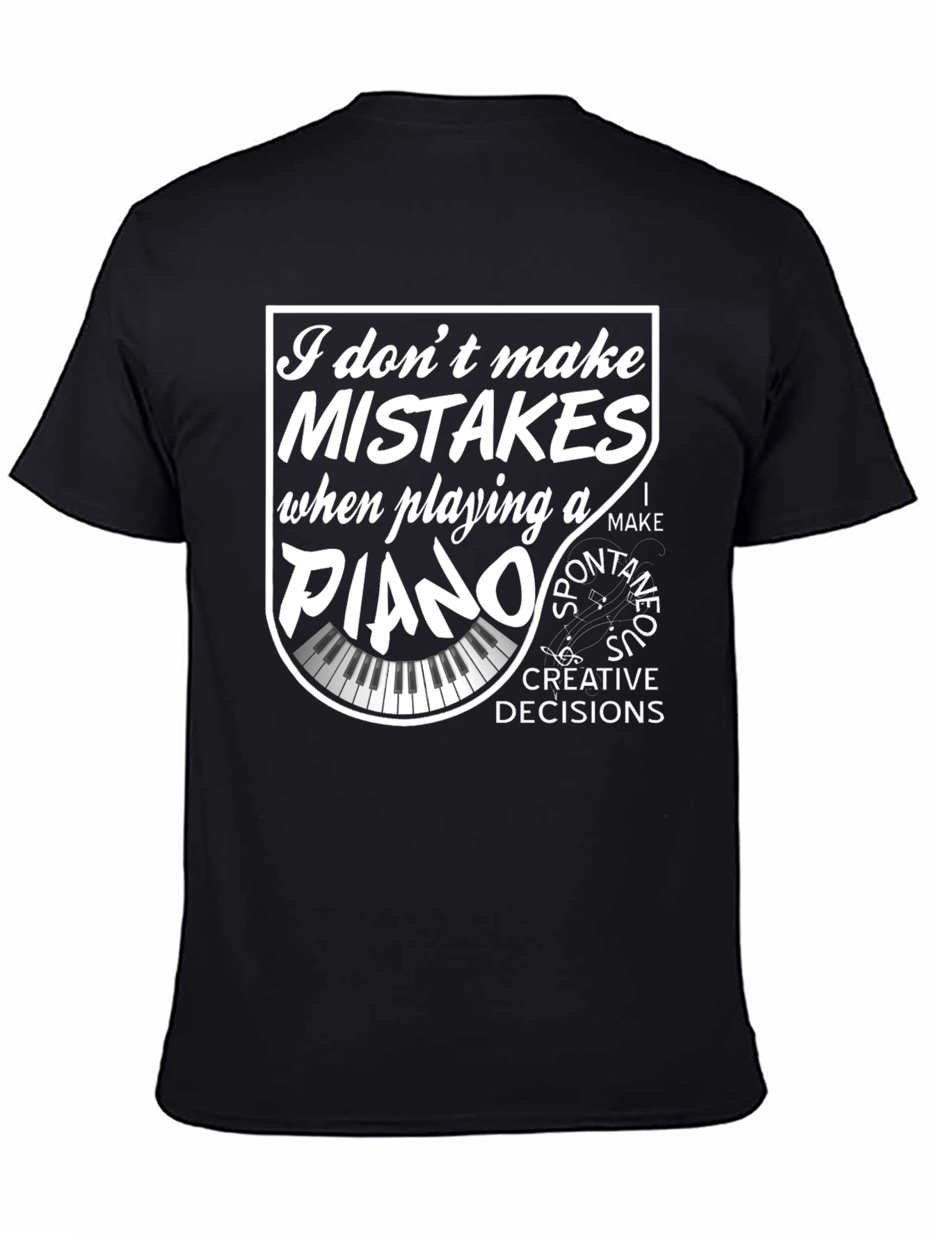 Piano Player Black T-Shirt - Creative Decisions