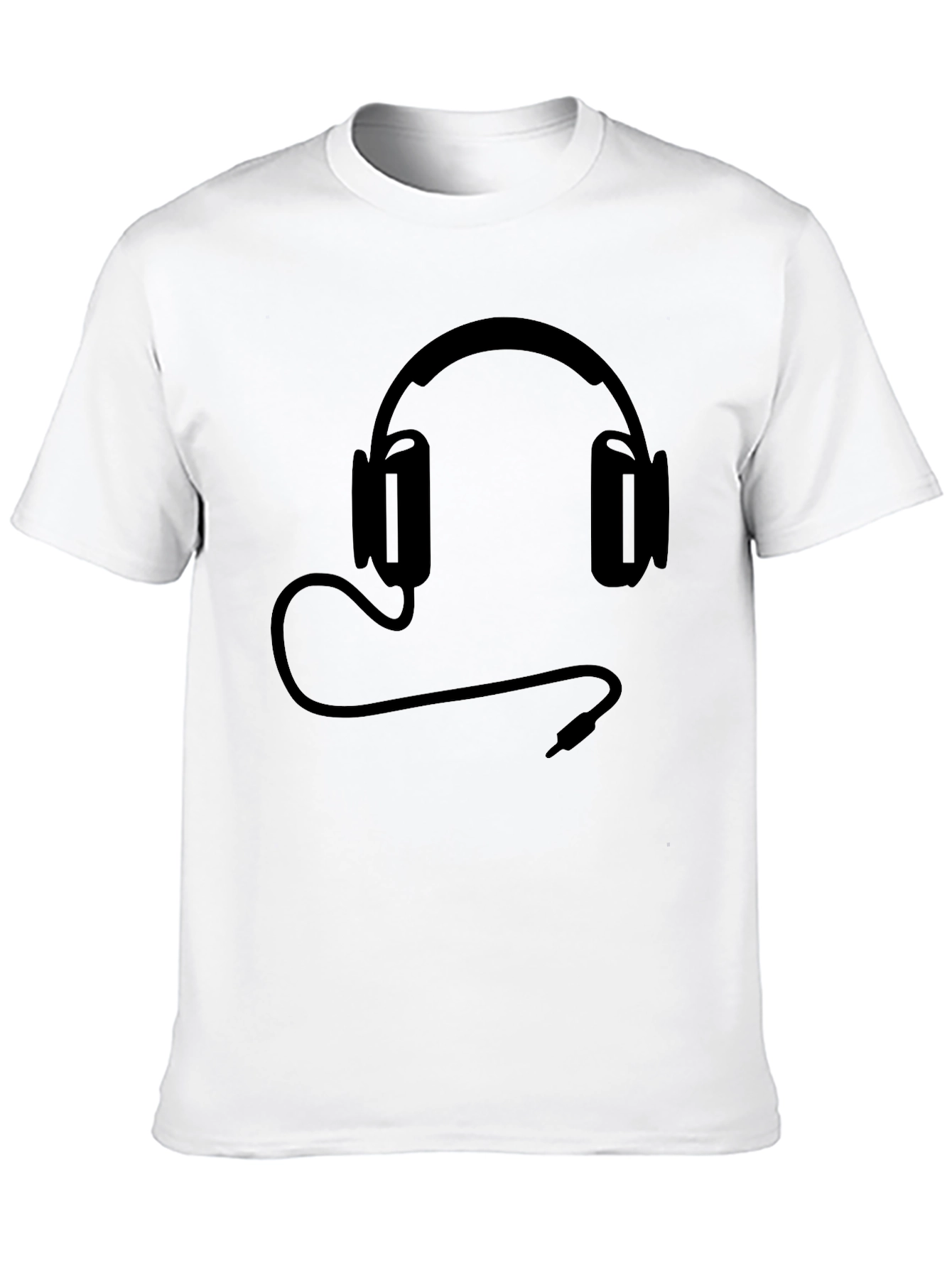 Black T-Shirt with Headphone Graphic