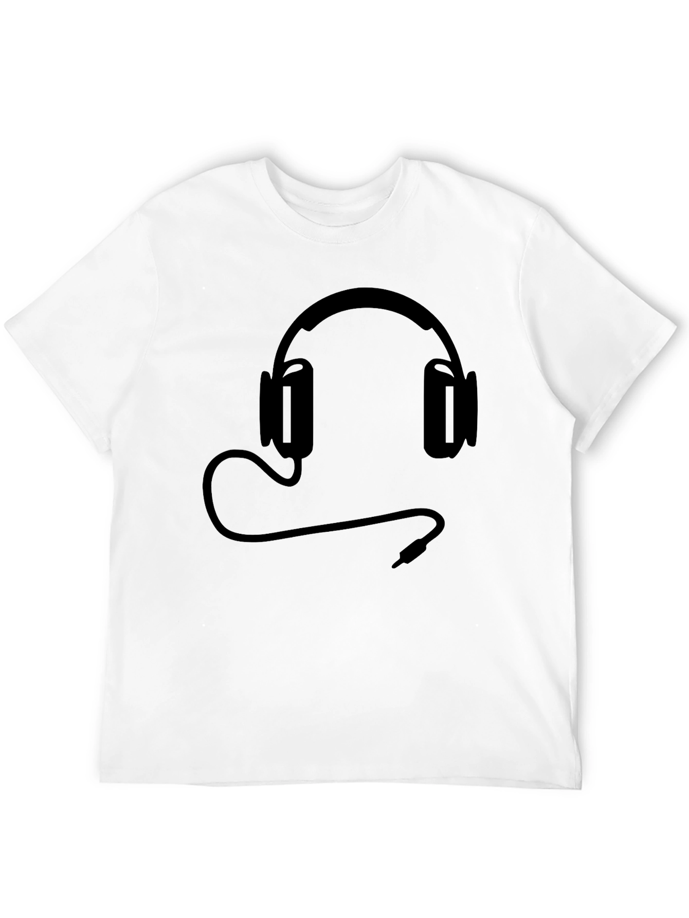 Black T-Shirt with Headphone Graphic