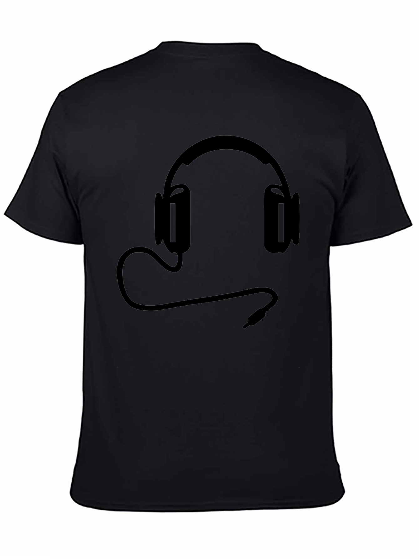 Black T-Shirt with Headphone Graphic