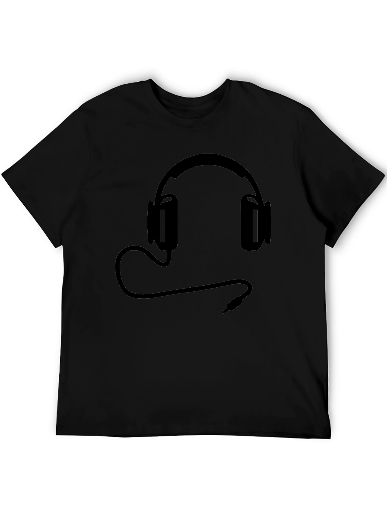 Black T-Shirt with Headphone Graphic