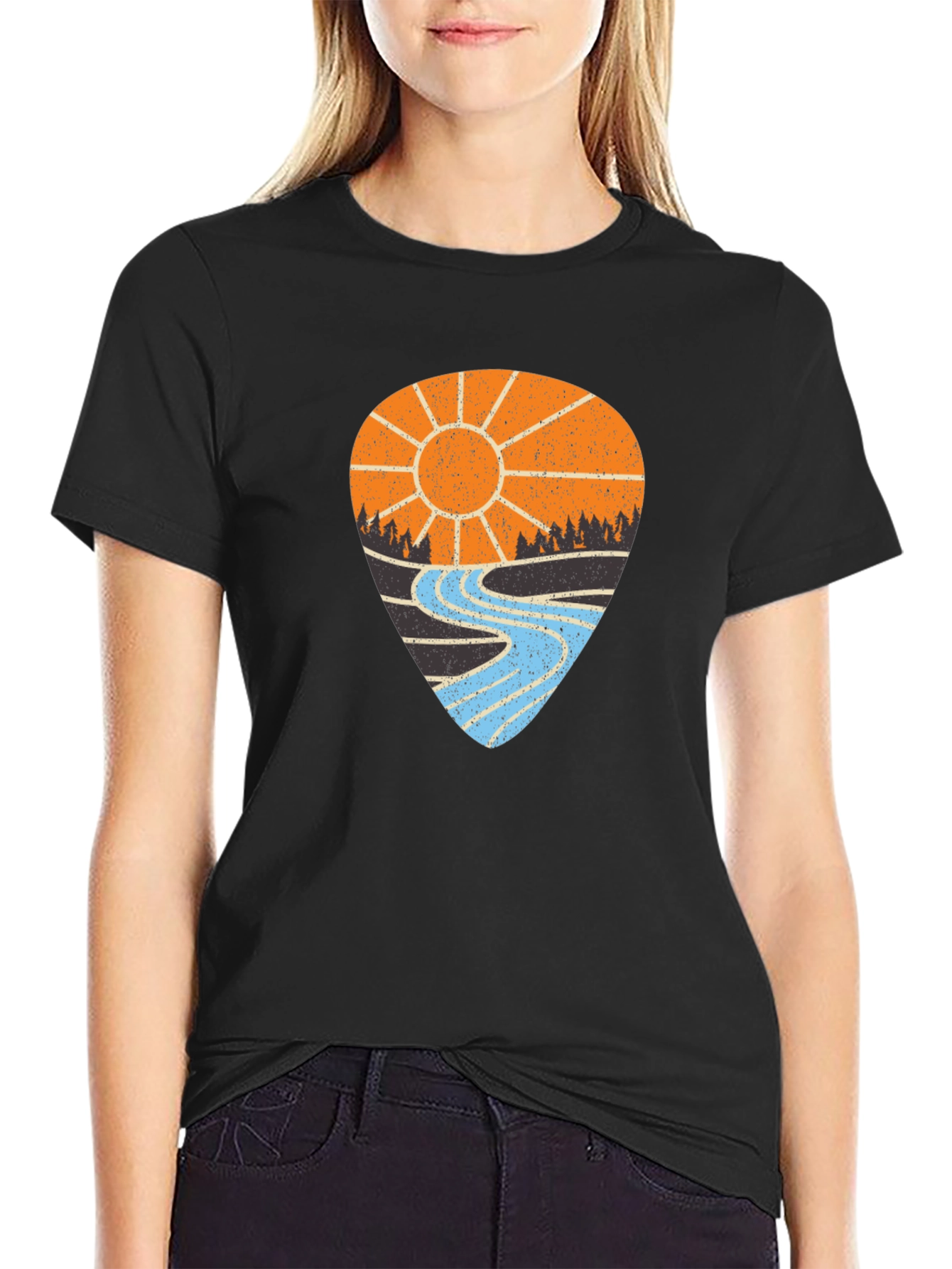Nature Scene Graphic Tee - Black